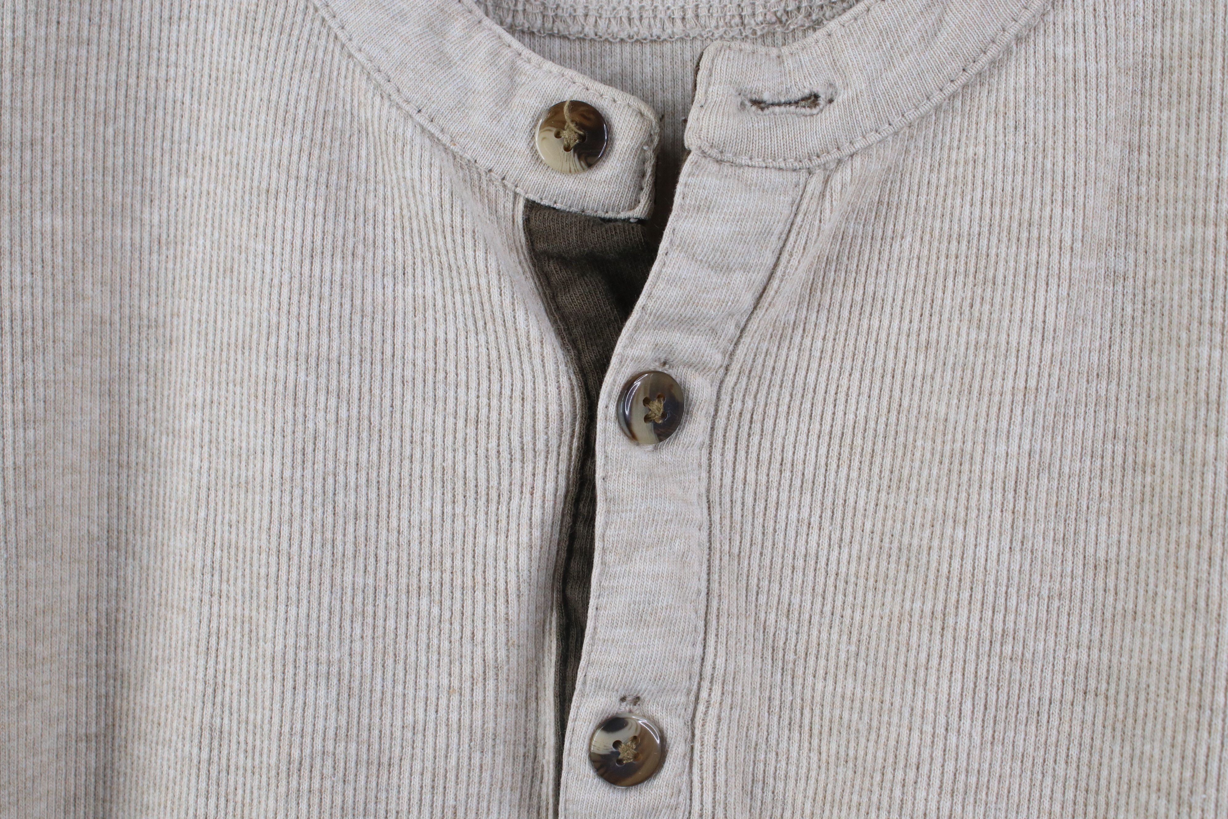 Lee Vintage 90s Y2K Lee Dungarees Knit Henley T-Shirt Beige Size US L / EU 52-54 / 3 - 4 Thumbnail