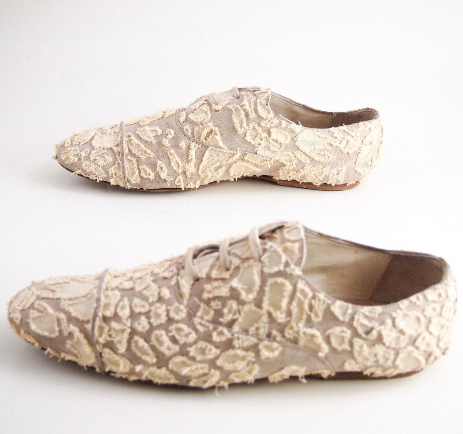 Acne Studios Acne Jeans Oxfords Gray Suede Ivory Linen Size EU 40 US 10 Size US 10 / IT 40 - 2 Thumbnail