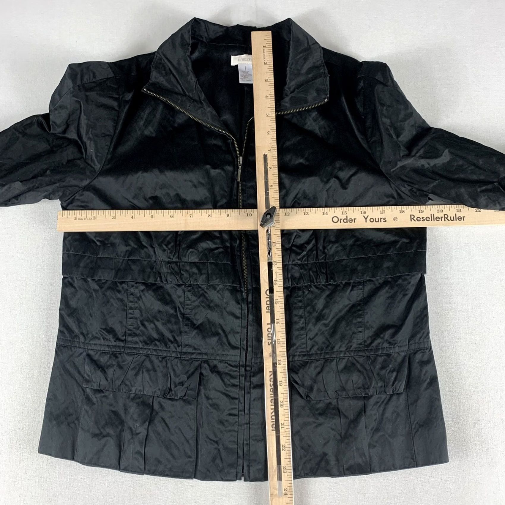 Vintage CHICOS BLACK LIGHTWEIGHT FULL ZIP JACKET WOMENS SMALL COLLAR LONGSLEEVE Size S / US 4 / IT 40 - 4 Thumbnail