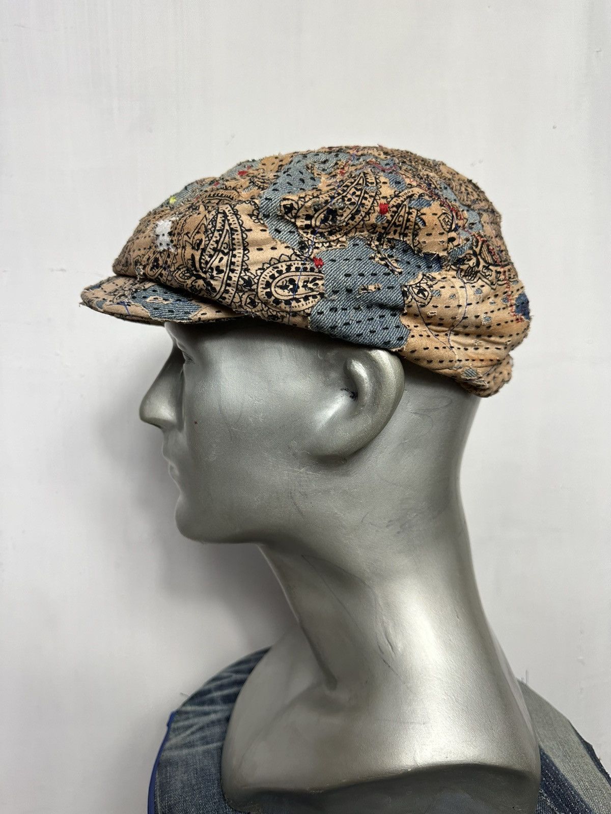 Handmade Custom Made Distressed Paisley Boro Patchwork Newsboy hats Size ONE SIZE - 1 Thumbnail