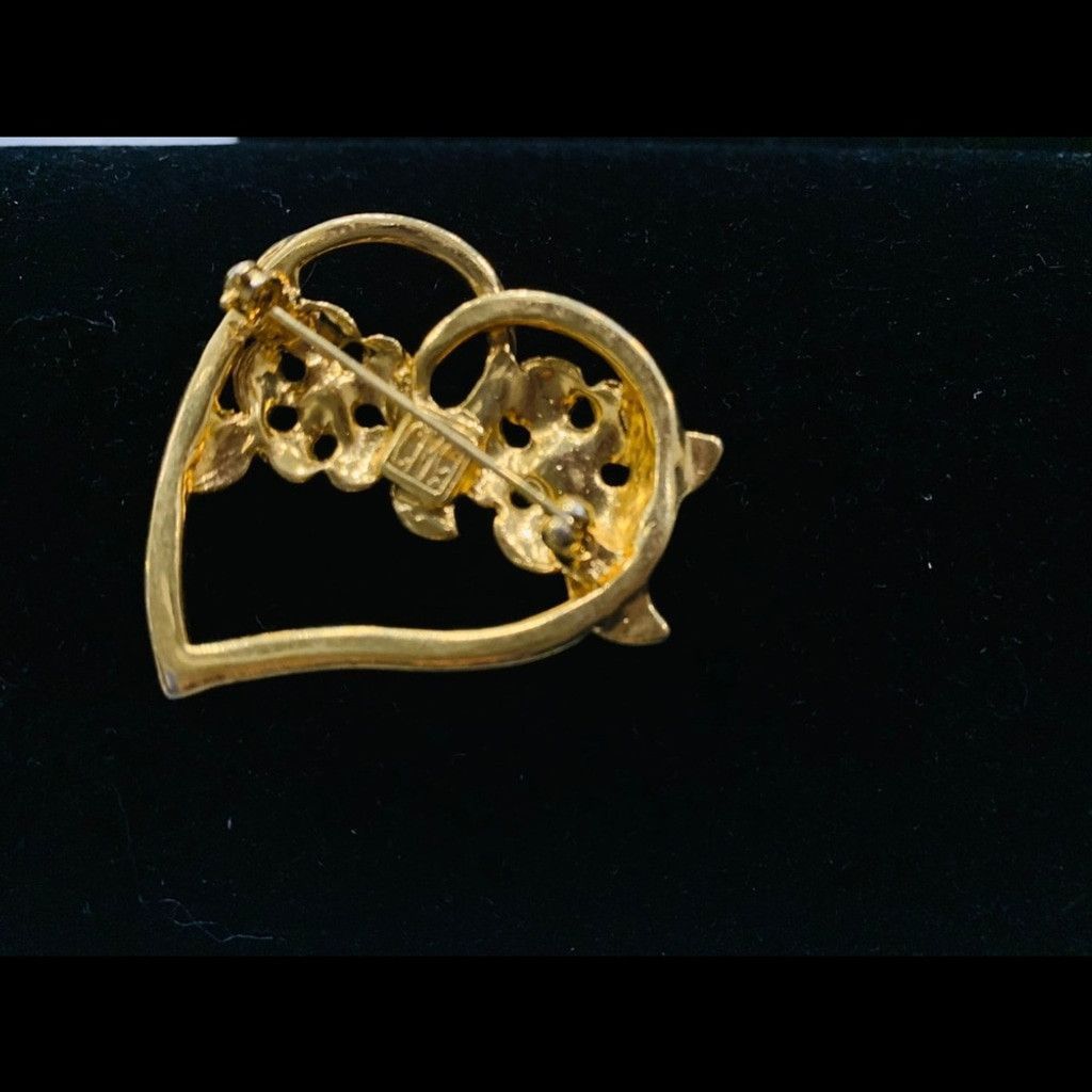 Vintage CNC Vintage Gold Plated Brooch Heart ❤️ Size ONE SIZE - 3 Thumbnail