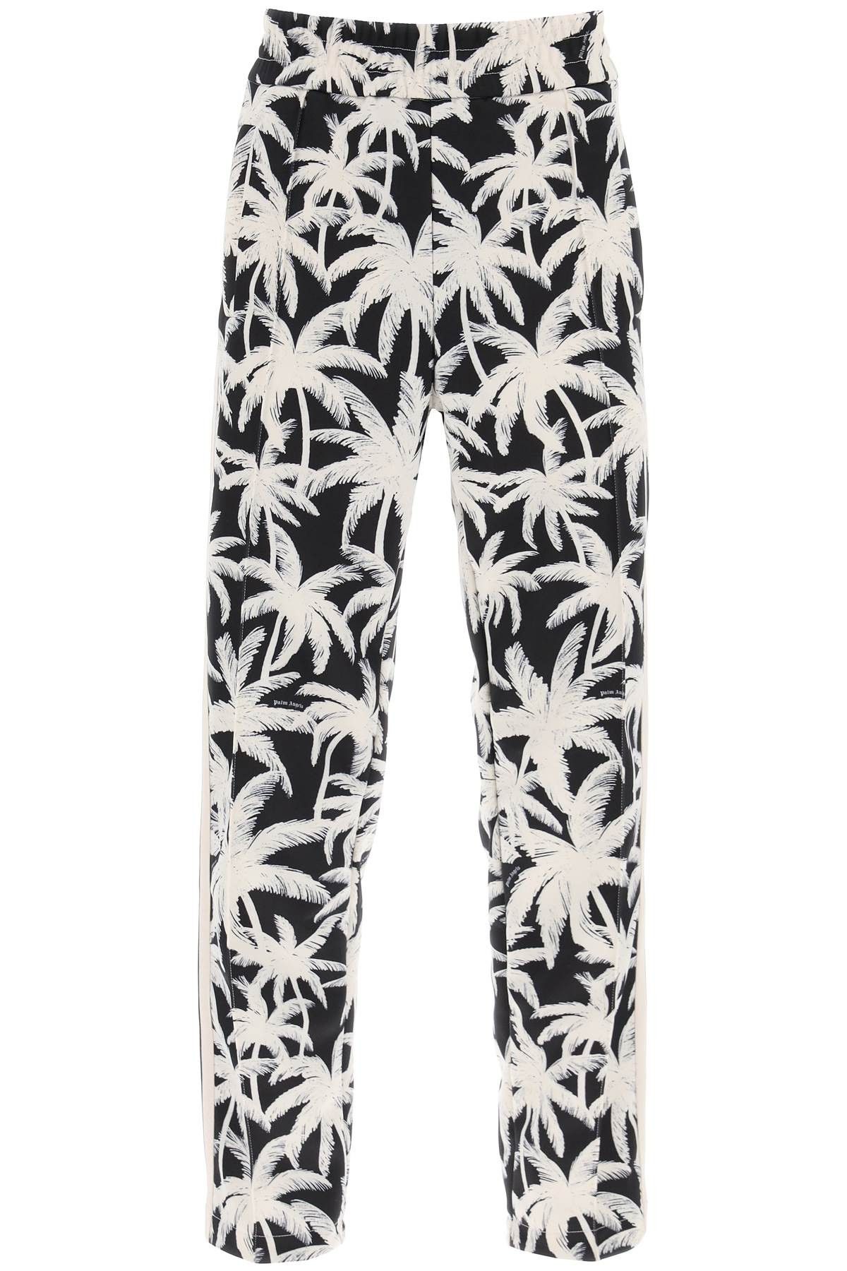image of Palm Angels Joggers With Palms Print in Bianco, Men's (Size 32)