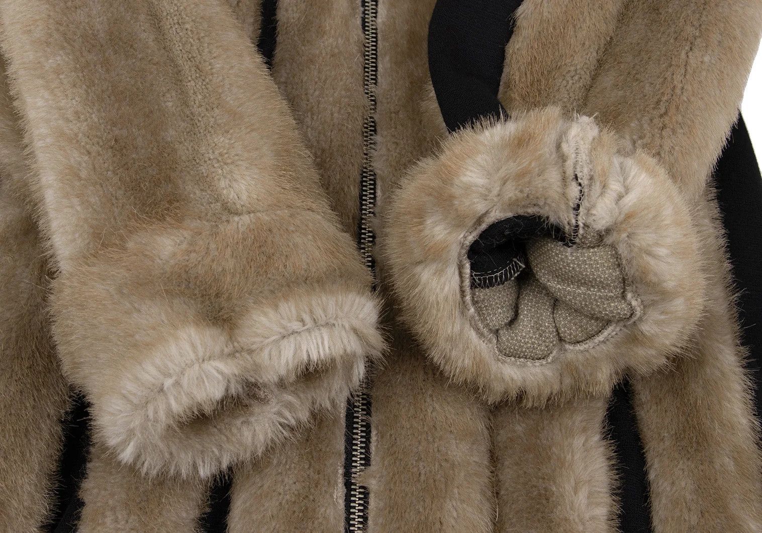 Jean Paul Gaultier Fur Striped Double Zip Coat in Beige and Black Size US XXL / EU 58 / 5 - 6 Thumbnail