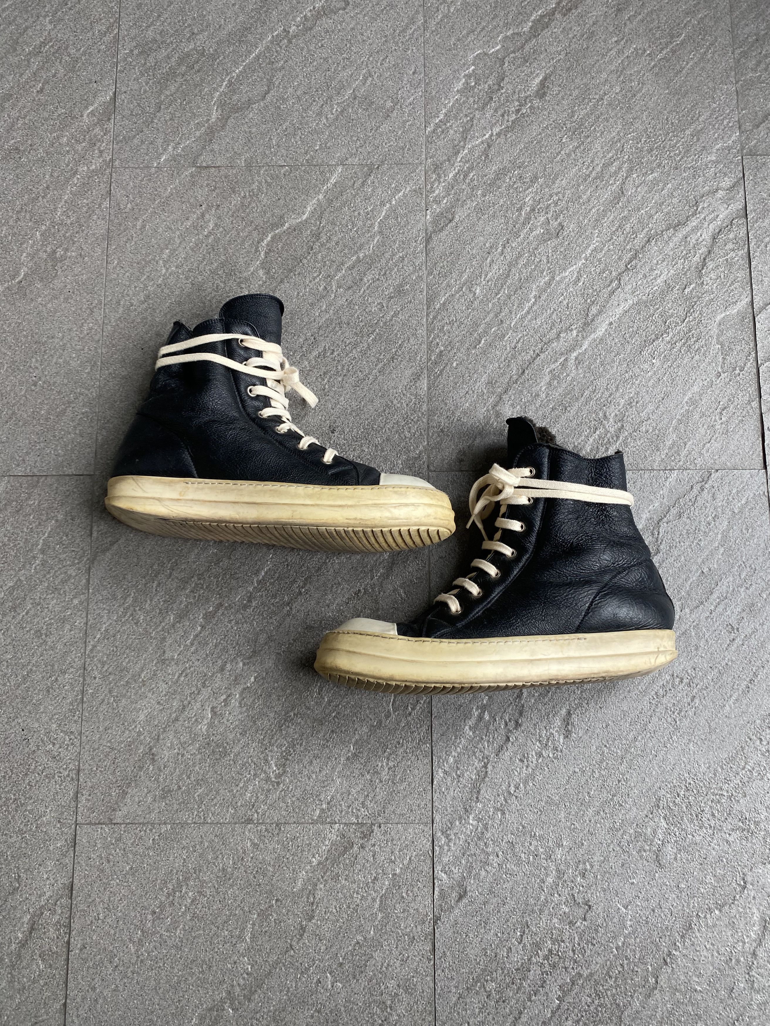 Rick Owens Rick Owens Ramones High Black Leather Milk EU42 Size US 9 / EU 42 - 8 Thumbnail
