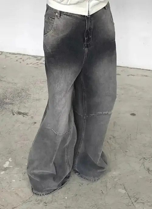 High Waist Baggy Washed Denim Jeans