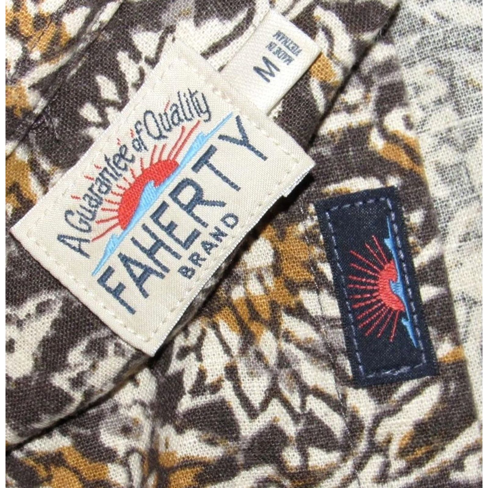 Faherty FAHERTY Brown Floral Hemp Blend Short Sleeve Button Down Hawaiian Shirt M Mens Size US M / EU 48-50 / 2 - 3 Thumbnail
