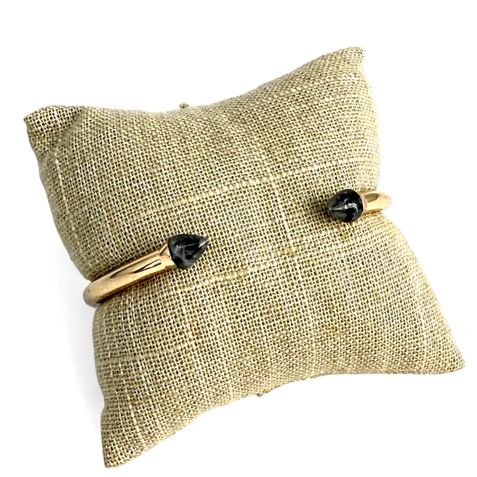 Other Slate Porter Hinge Cuff Bracelet Gold over Brass Larvikite Size ONE SIZE - 4 Thumbnail