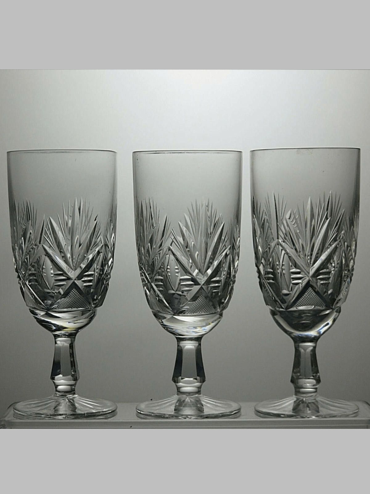 The Unbranded Brand Lead Crystal Cut Clear Wine Set of 3 Glasses 5 1/8" Size ONE SIZE - 1 Thumbnail