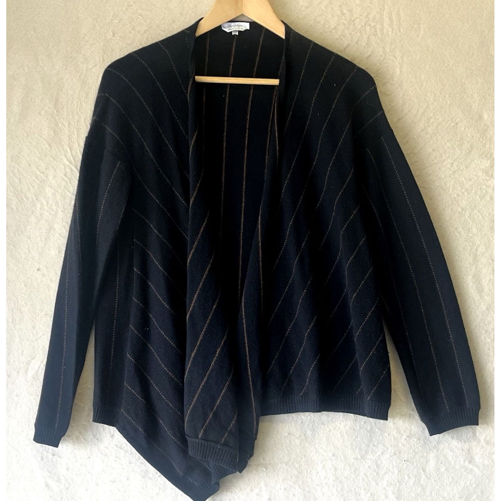 Max Mara Max Mara Striped Cardigan Wool Cashmere Women's Black M Made In Italy Size M / US 6-8 / IT 42-44 - 2 Thumbnail