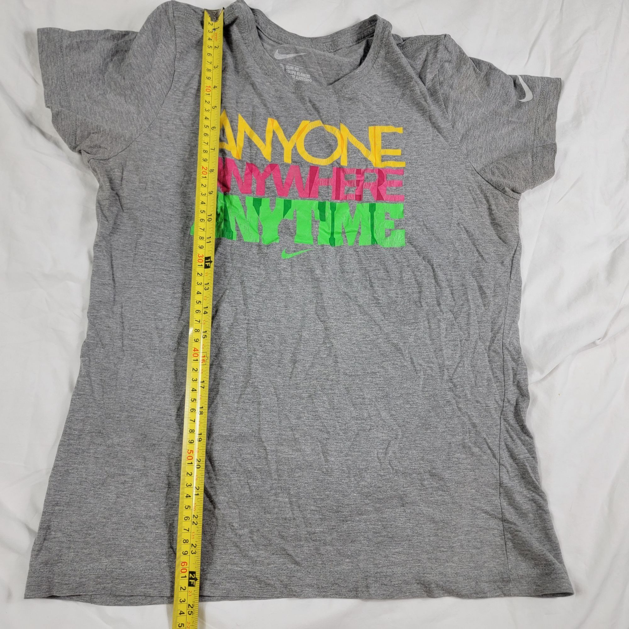 Nike Nike Womens XL Slim Fit Gray Shirt Anyone Anywhere Anytime A Size XL / US 12-14 / IT 48-50 - 7 Thumbnail