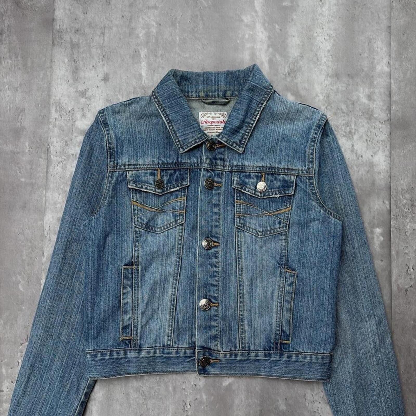 Aeropostale Y2K Blue Aeropostale Grunge Gothic Denim Trucker Jacket Size M / US 6-8 / IT 42-44 - 2 Thumbnail