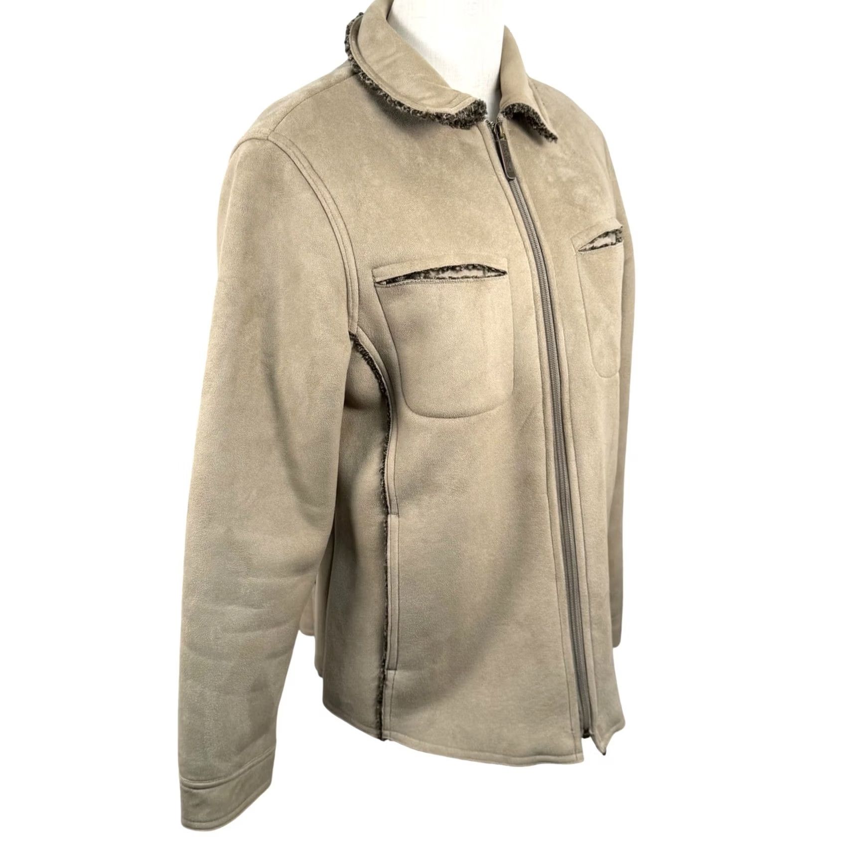 Vintage VINTAGE Woolrich Full Zip Jacket M Women Beige Faux Suede Sherpa Lined 90s Y2K Retro Homewear Campcraft Rustic Casual Workwear Size M / US 6-8 / IT 42-44 - 4 Thumbnail