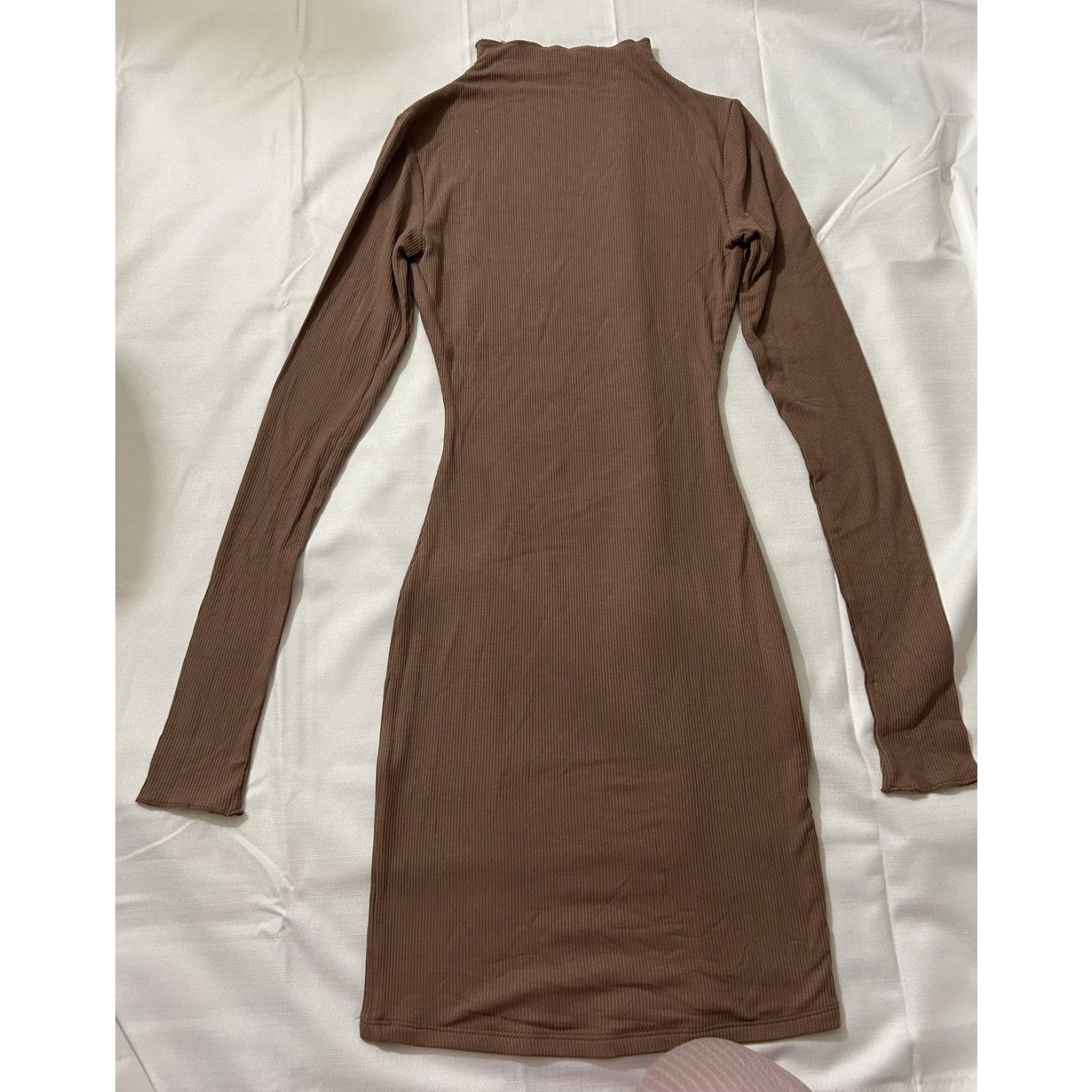Other NWOT-Women's Naked Wardrobe Ribbed Knit Mini Dress Brown-S Size S / US 4 / IT 40 - 7 Thumbnail