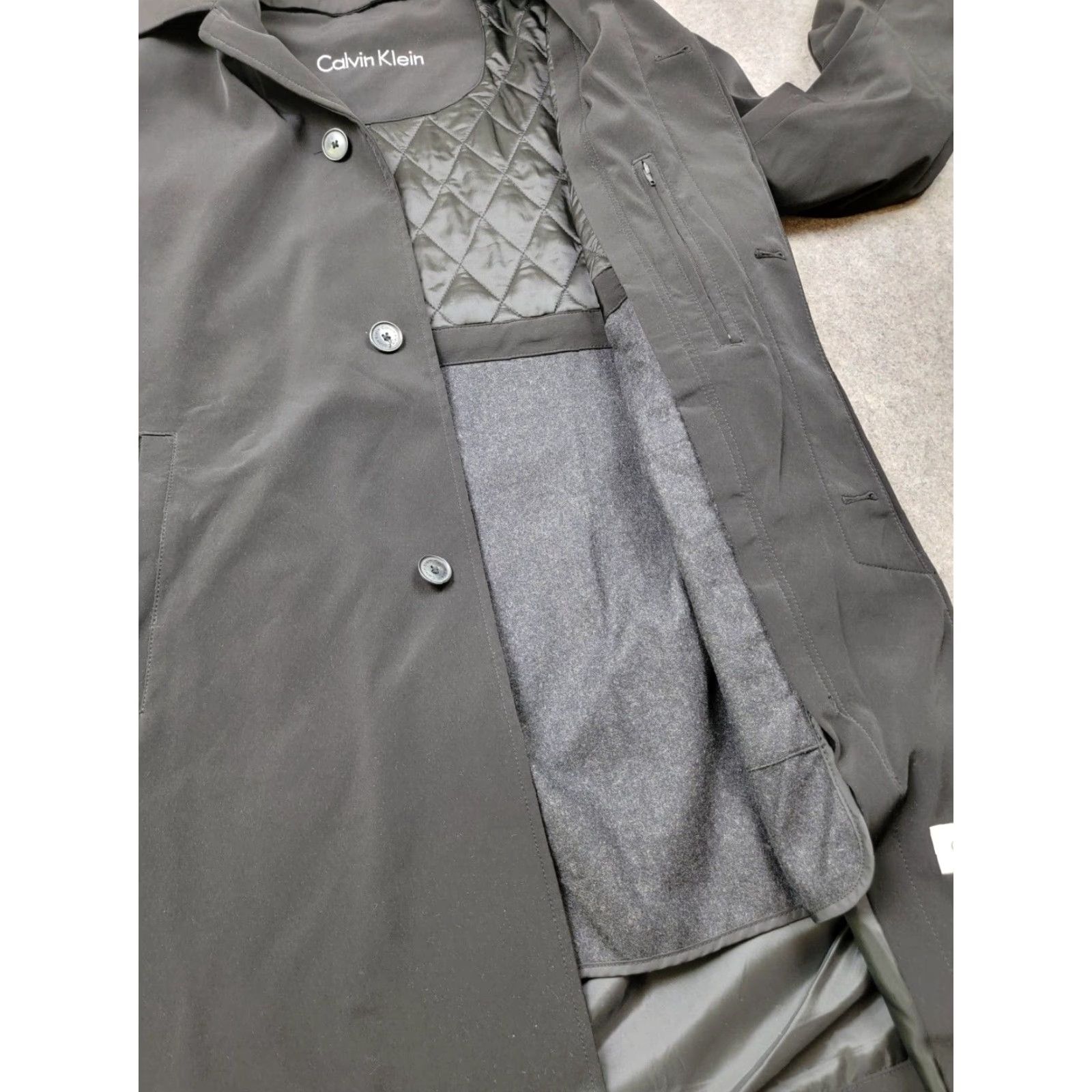 Calvin Klein Calvin Klein Overcoat Mens 38R Black Removable Liner Button Close Side Paragraph Size US XXS / EU 40 - 5 Thumbnail