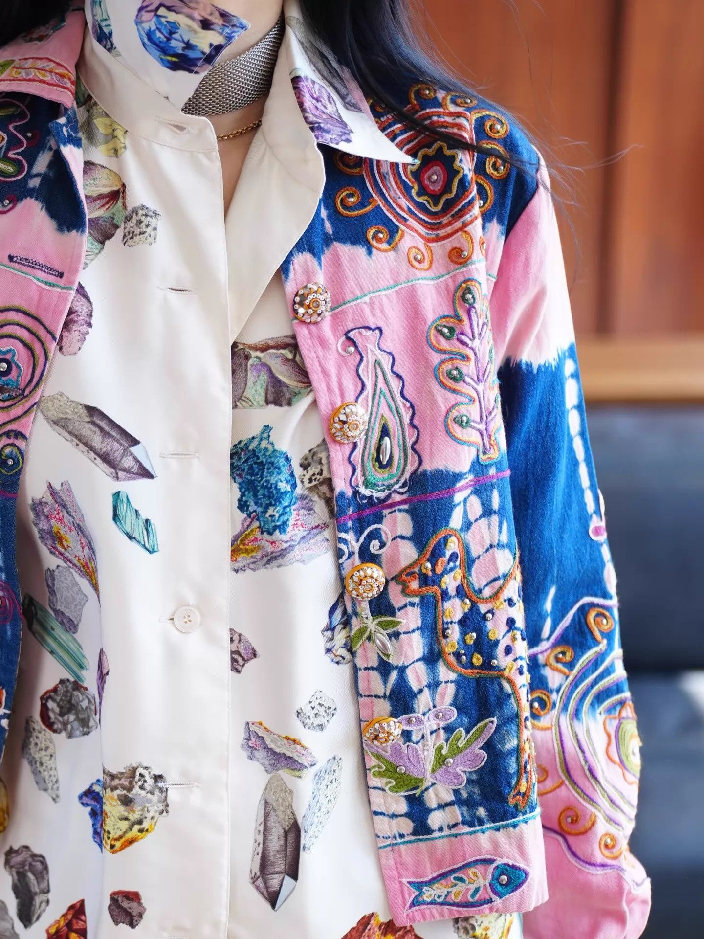 Haute Hippie Hippie Colorful Abstract Embroidery Denim Jacket Women's Size S / US 4 / IT 40 - 3 Thumbnail