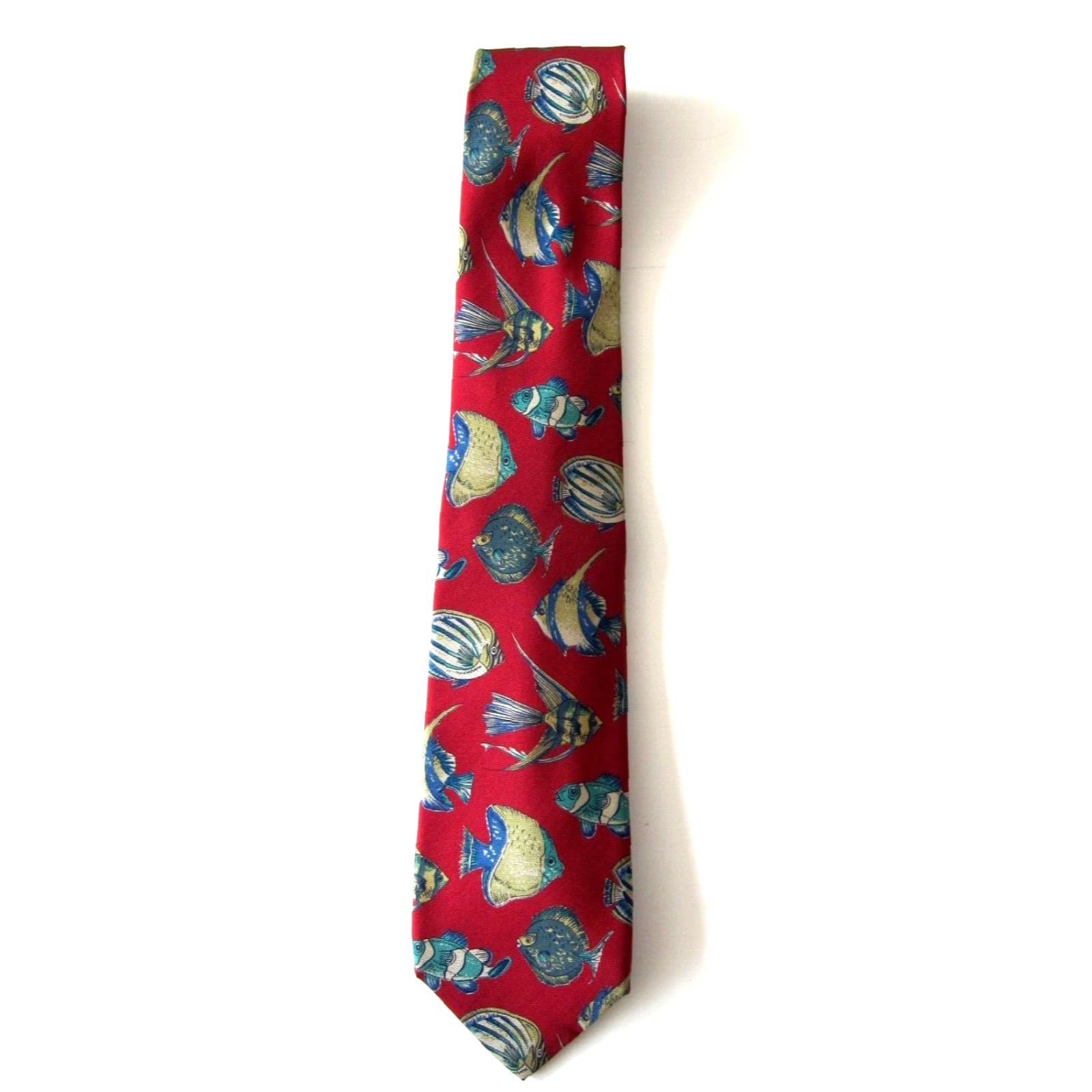 Vintage VINTAGE Barneys New York Tie 100% Silk Made In Italy Red Tropical Fish Men 3" Width 58" Length Size ONE SIZE - 5 Thumbnail