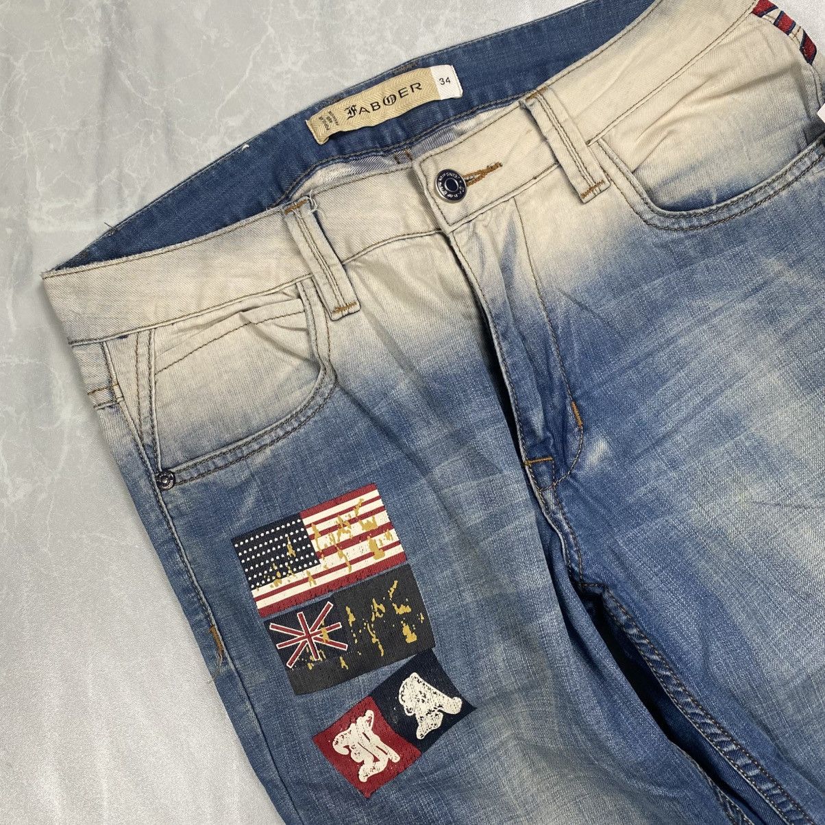 Other Fabder USA Flag Great Britain Washed Jeans Size US 34 / EU 50 - 7 Thumbnail