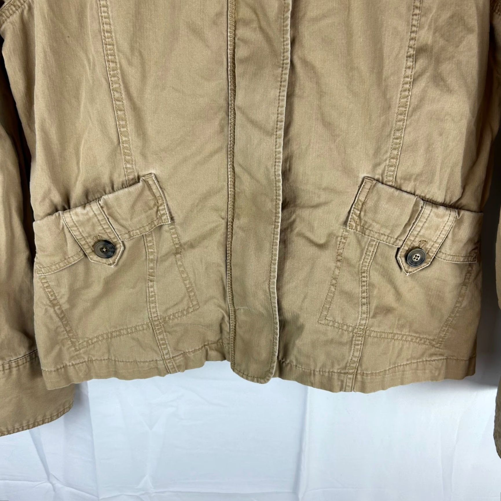 Eddie Bauer Eddie Bauer Womens Utility Jacket Tan 100% Cotton Zip Front Pockets Casual Outdoor Everyday Layering Size L Beige Size L / US 10 / IT 46 - 4 Thumbnail