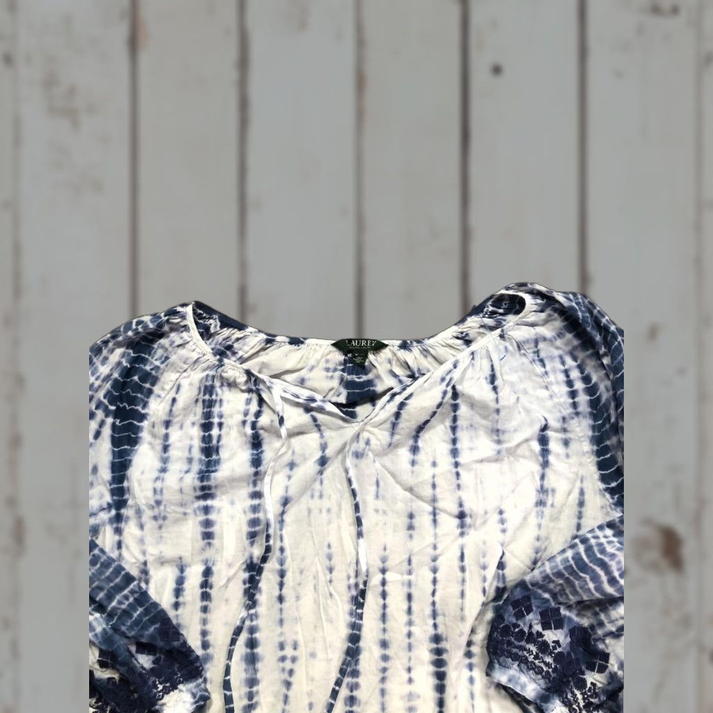 Ralph Lauren Lauren Ralph Lauren Shirt Womens XL Blue Tie Dye Peasant Tunic Boho 3/4 Sleeve Size XL / US 12-14 / IT 48-50 - 1 Thumbnail