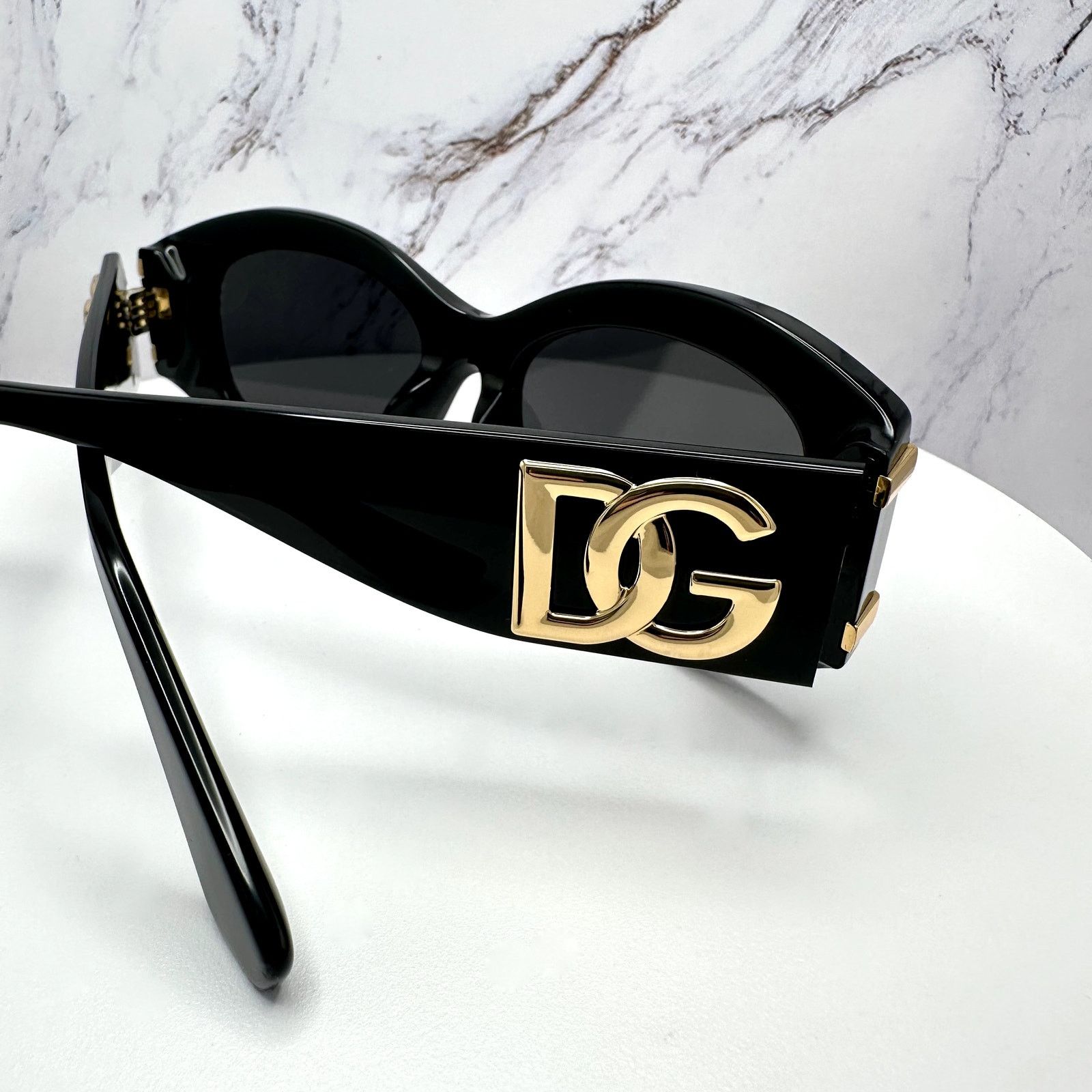 Dolce & Gabbana New Dolce & Gabbana Sunglasses Black Oval Acetate Gold Metal Size ONE SIZE - 15 Thumbnail