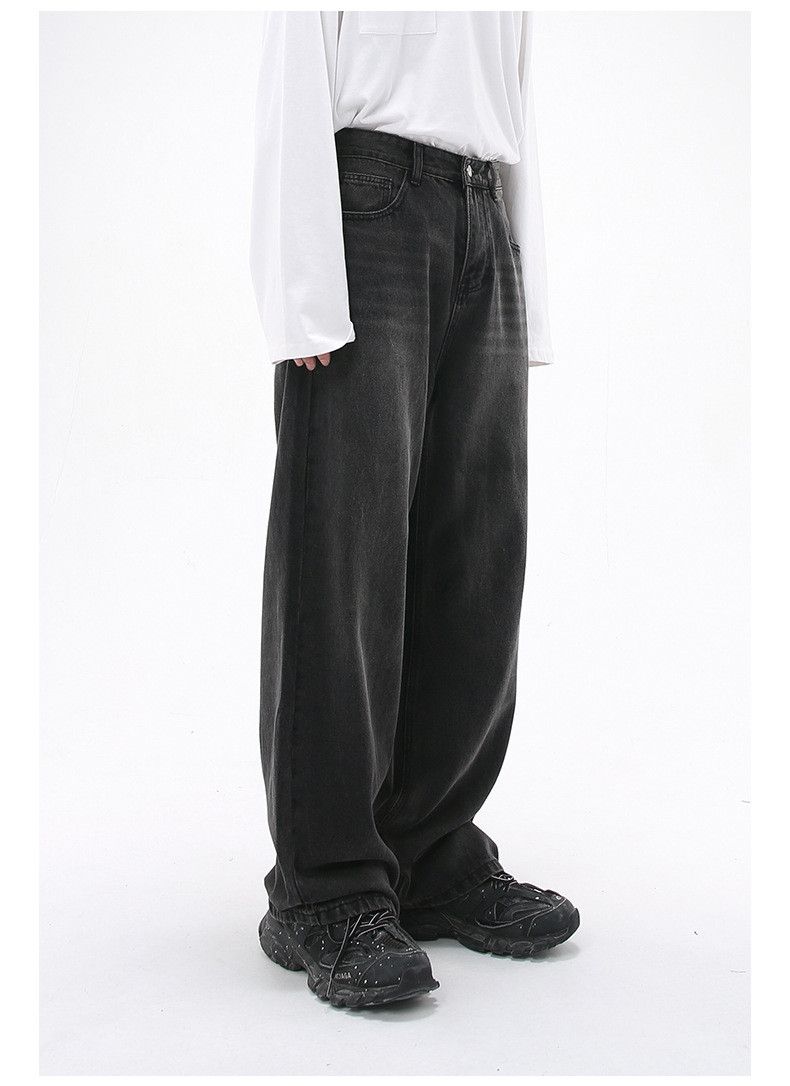 Japanese Brand × Jean Black grey loose straight wide-leg washed jeans Size US 32 / EU 48 - 4 Thumbnail