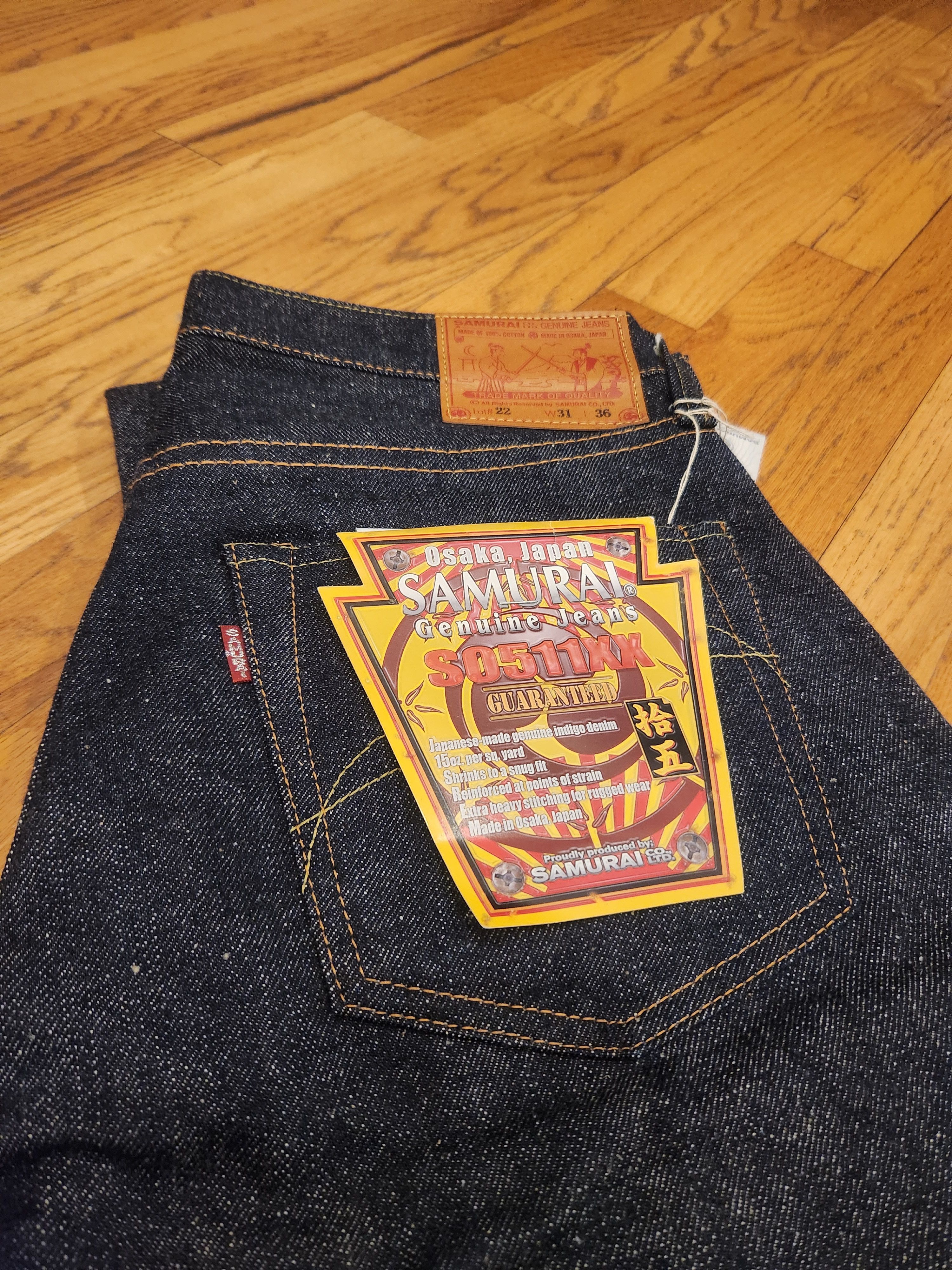 Samurai Jeans Samurai Jeans Selvedge S511XX 15oz Slim Tapered 31x30.5 NWT Size US 31 - 9 Thumbnail