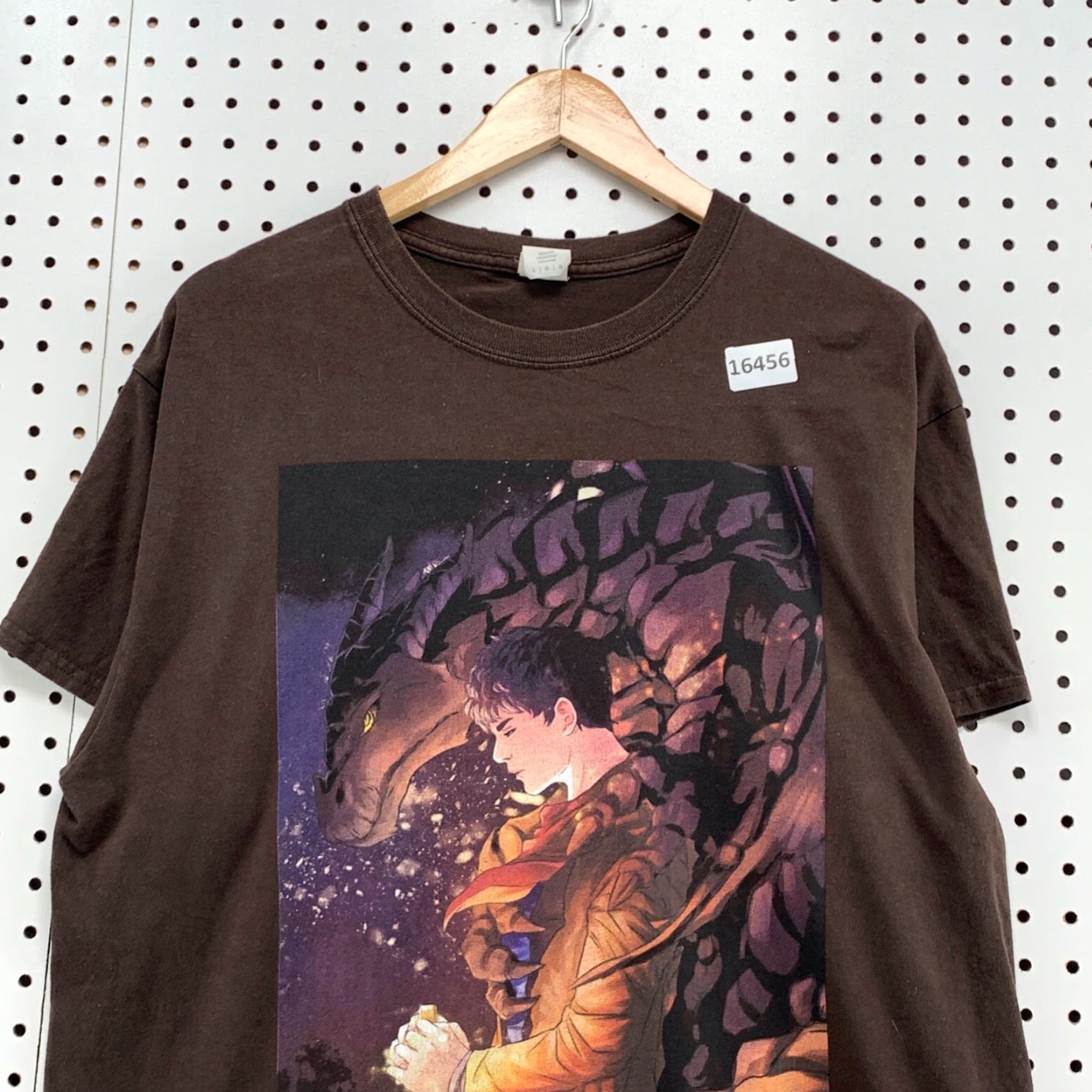 Gildan VINTAGE Gildan Lao Pendragon Shirt Brown Anime T-Shirt Adult Large Short Sleeve Last Dragonlord Mens Size US L / EU 52-54 / 3 - 7 Thumbnail