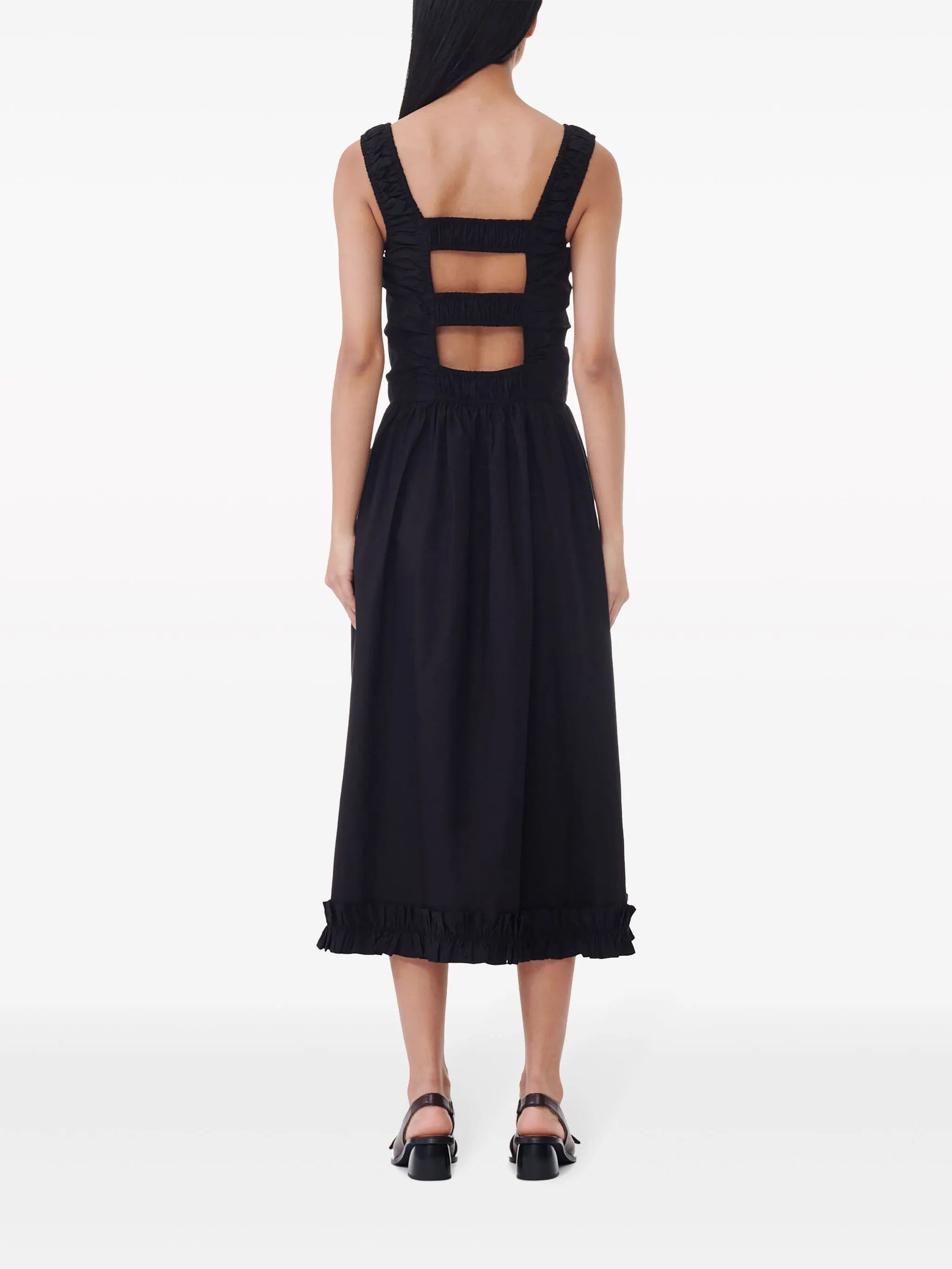 Ganni o1s22i1n0525 Organic Poplin Smock Midi Dress in Black Size XS / US 0-2 / IT 36-38 - 4 Thumbnail