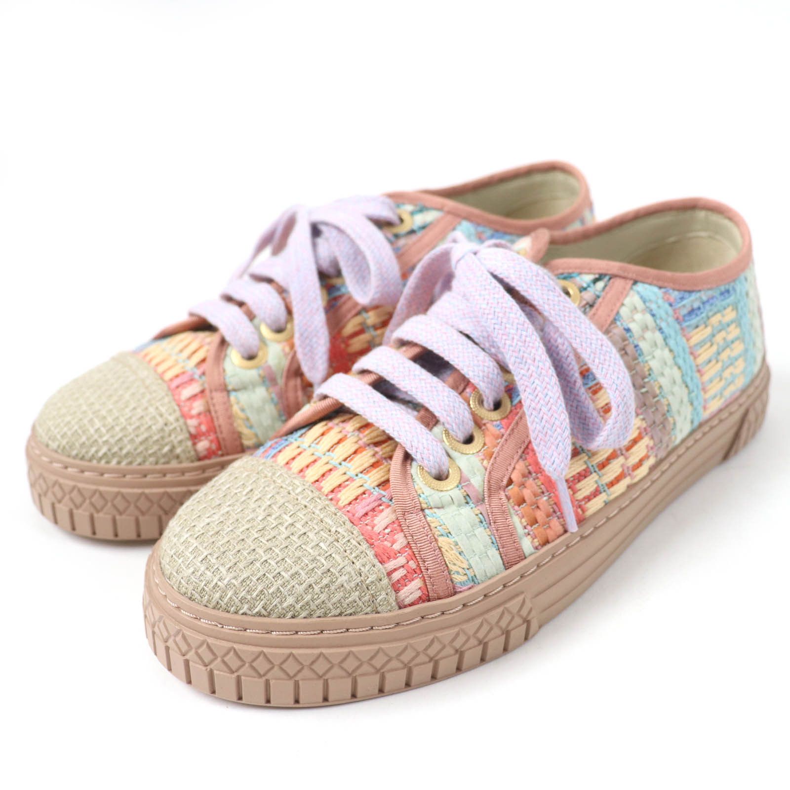 Chanel Chanel Chanel COCO Mark Tweed Leather Sneakers