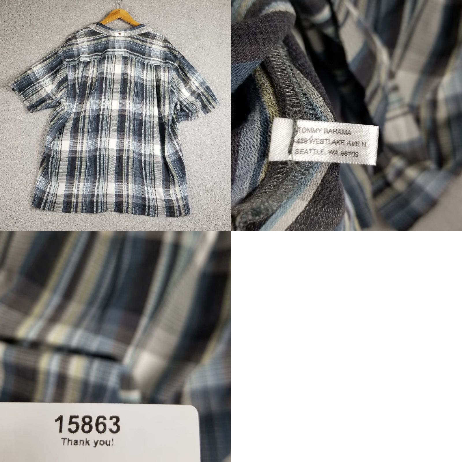 Tommy Bahama TOMMY BAHAMA Silk Camp Shirt Blue Plaid Short Sleeve XL Relaxed Fit Aloha Mens Size US XL / EU 56 / 4 - 8 Thumbnail