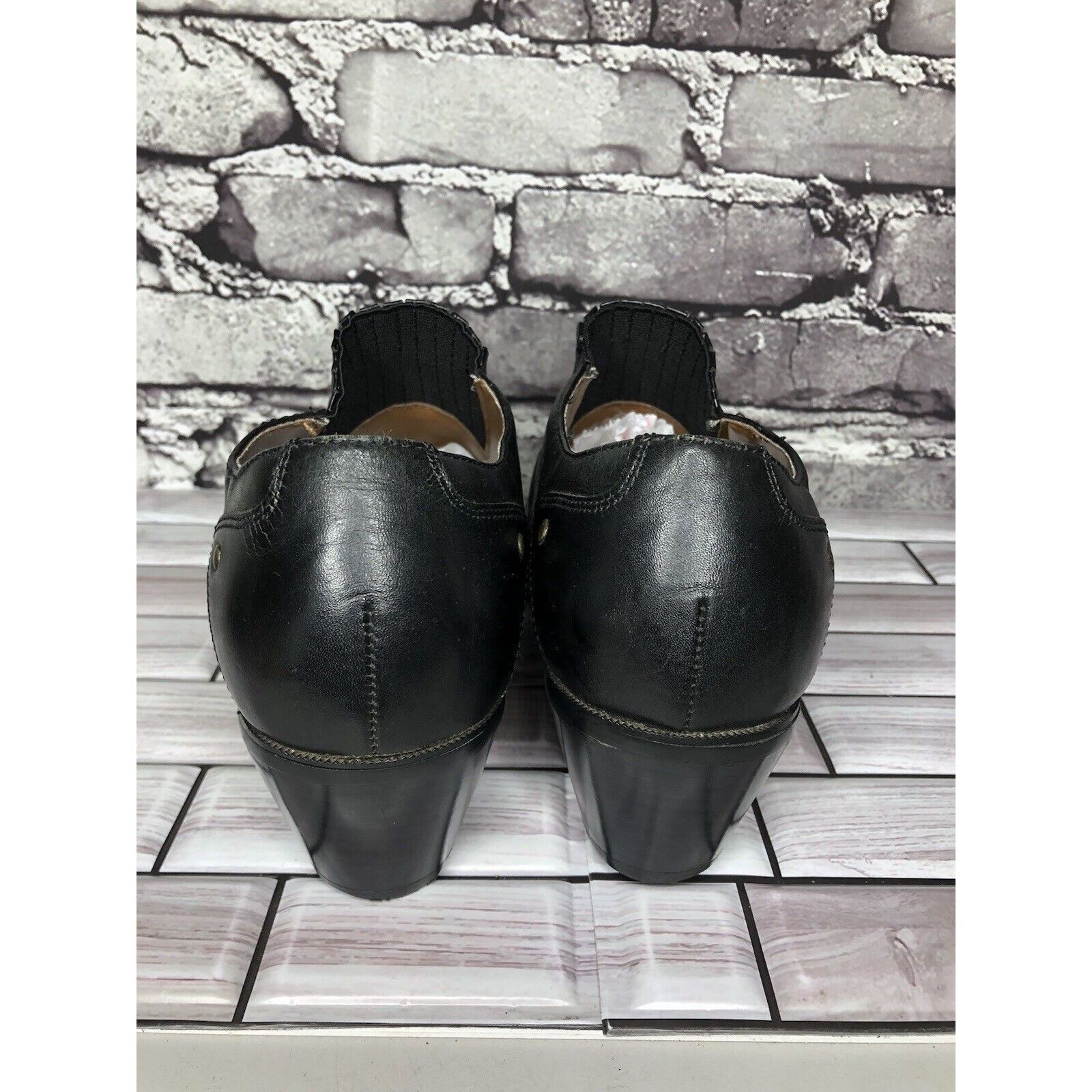 Other Dingo Black Leather Casual Low Cut Heel Booties Shoes Women Size US 9.5 / IT 39.5 - 4 Thumbnail