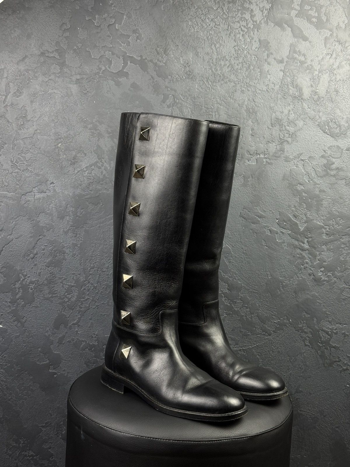 Valentino Valentino Garavani Rockstud Black Leather Women’s Knee Boots Size US 8 / IT 38 - 6 Thumbnail