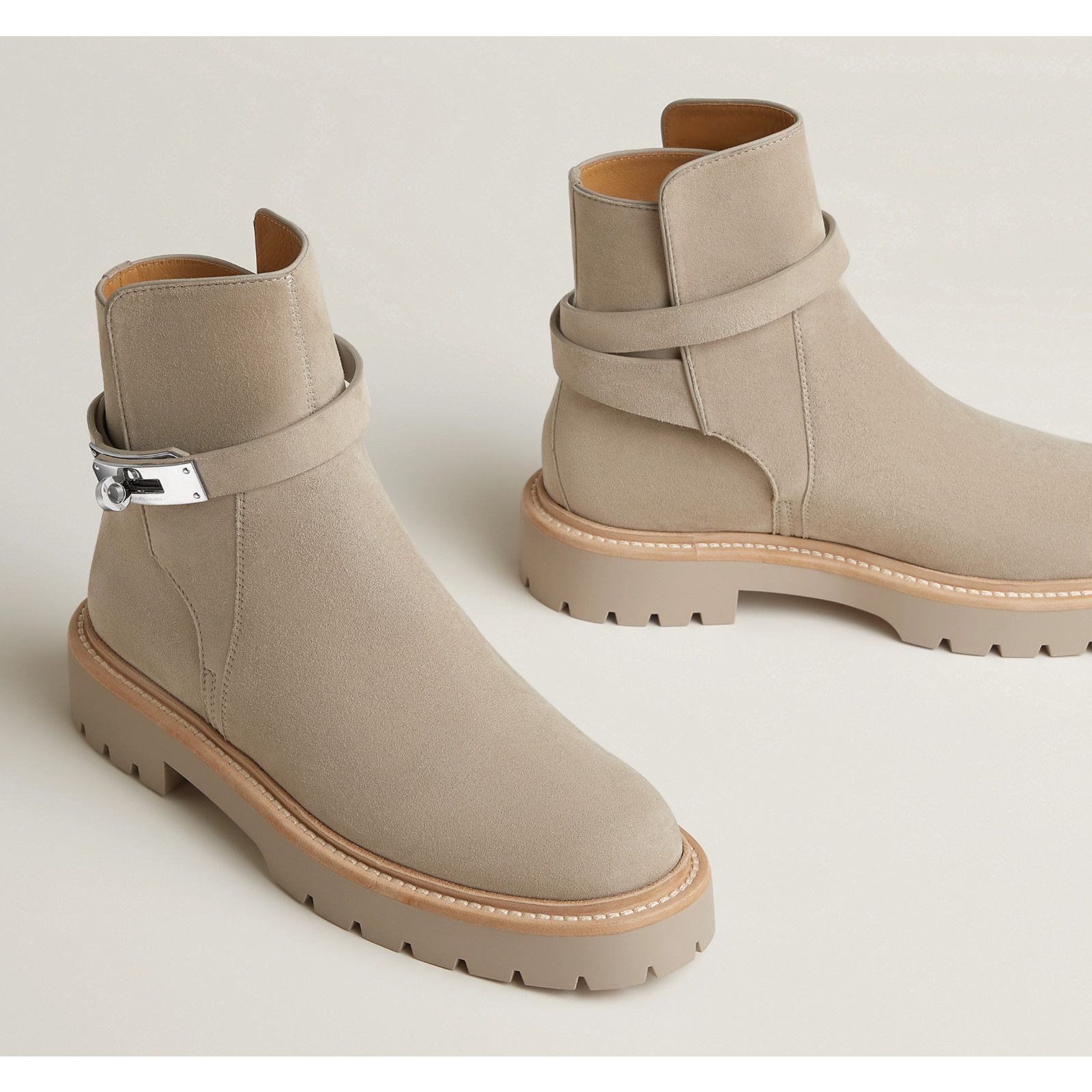 Hermes Hermes Jeff Ankle Boot Galet Suede Goatskin Kelly Lock 40 Size US 10 / IT 40 - 5 Thumbnail