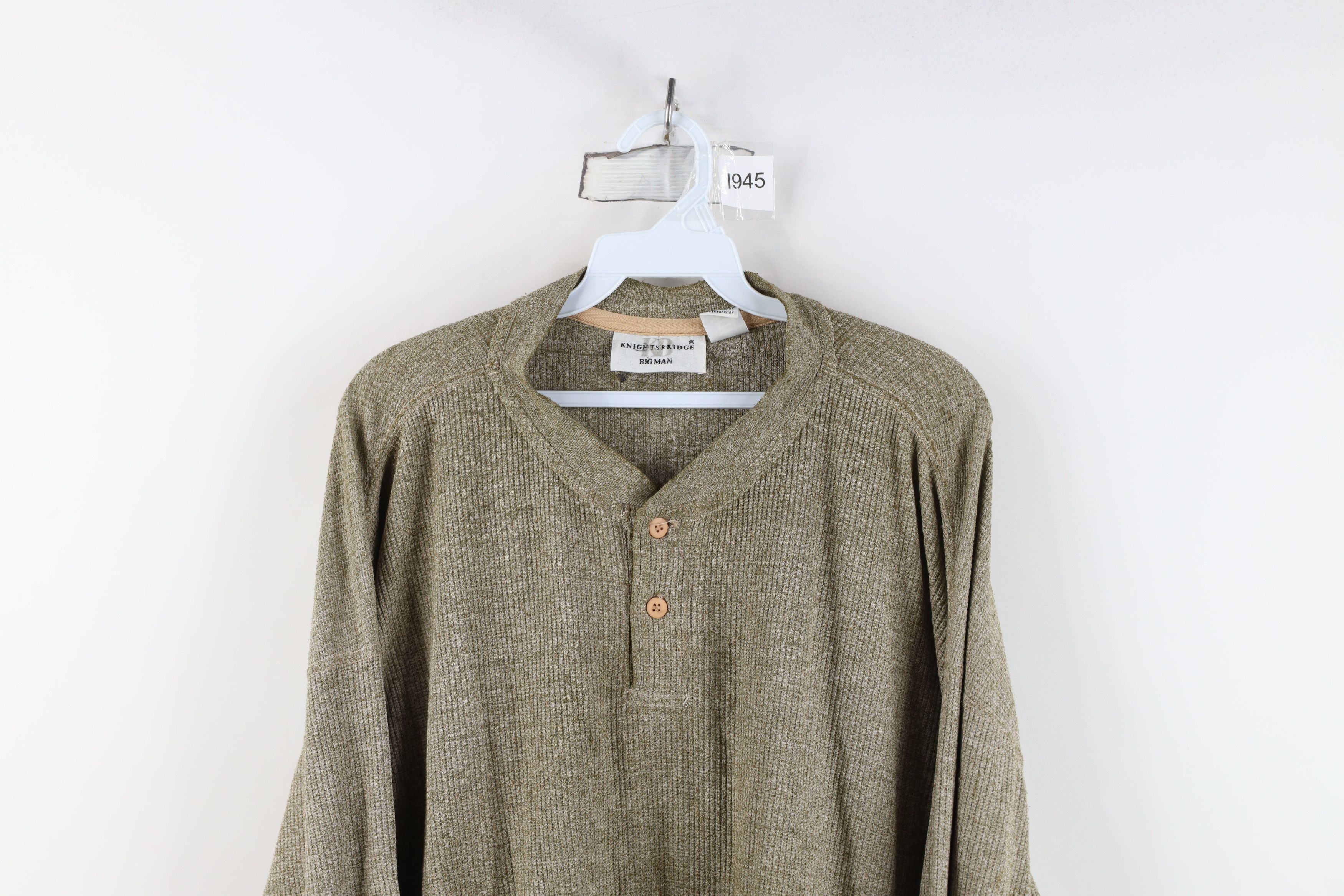 Vintage Vintage 90s Streetwear Blank Thermal Knit Henley T-Shirt Size US XXL / EU 58 / 5 - 2 Thumbnail