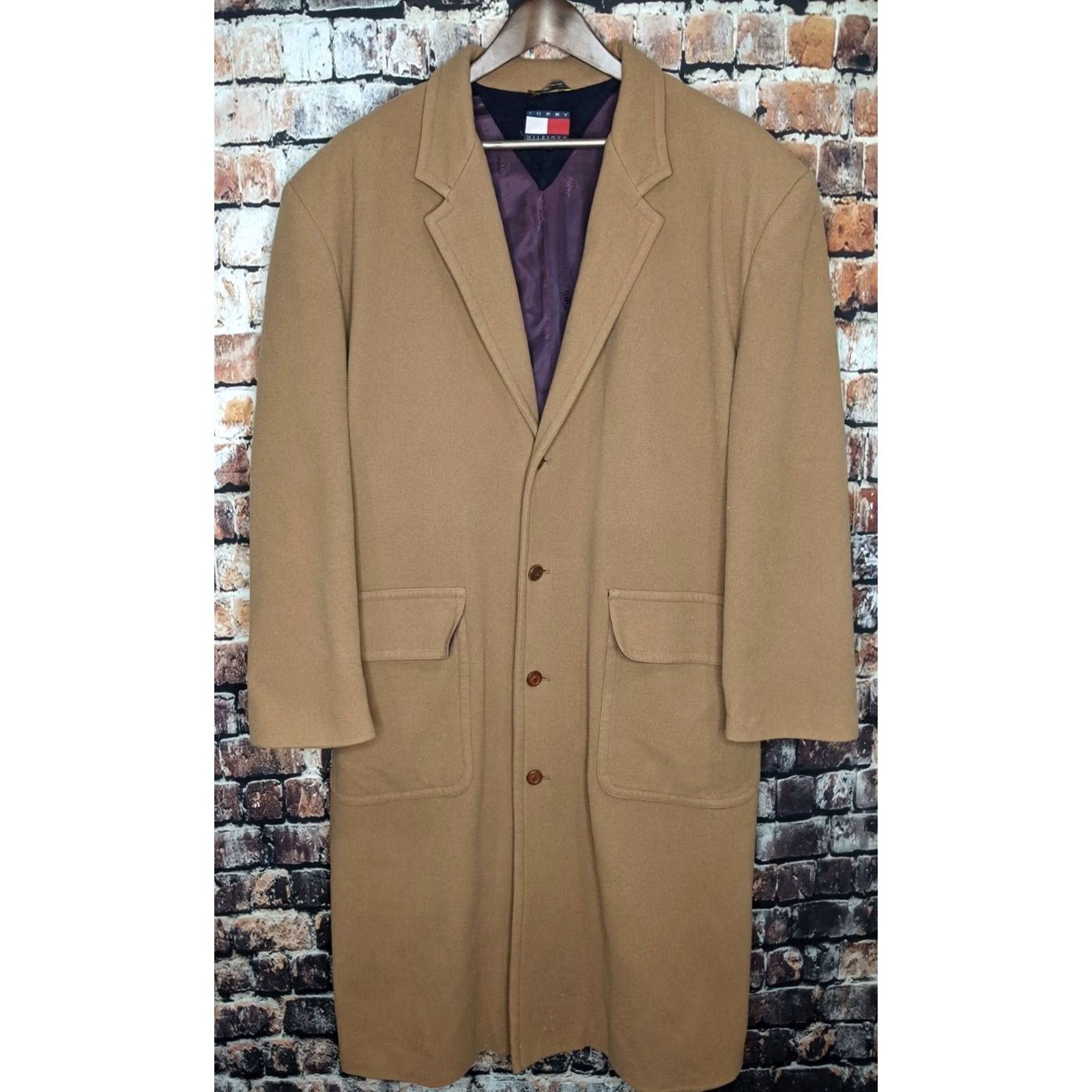 Tommy Hilfiger Tommy Hilfiger Beige Wool Long Overcoat Coat Jacket Mens Large Khaki Camel Size US L / EU 52-54 / 3 - 2 Thumbnail