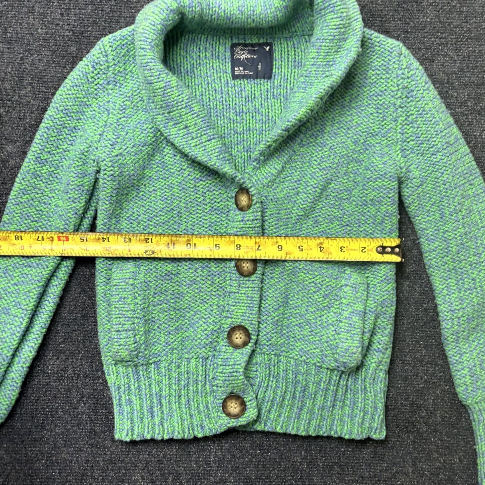 American Eagle Outfitters VINTAGE American Eagle Outfitters Cardigan Sweater Womens Med Green Shawl Knit Size M / US 6-8 / IT 42-44 - 4 Thumbnail