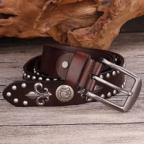 Leather × Vintage Vintage Leather Rivet Cowboy Belt Size ONE SIZE - 3 Thumbnail