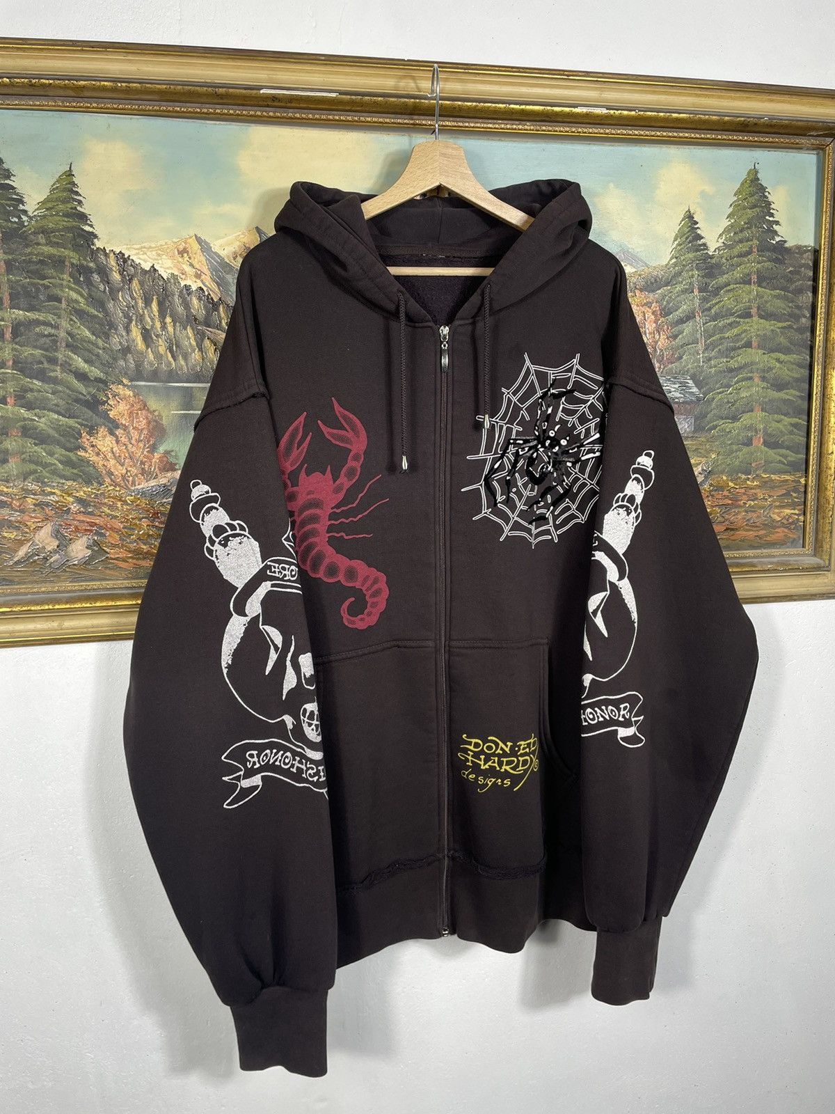 Christian Audigier Ed Hardy Retro 00s Hoodie With Crystals Affliction Grunge Size US XXL / EU 58 / 5 - 3 Thumbnail