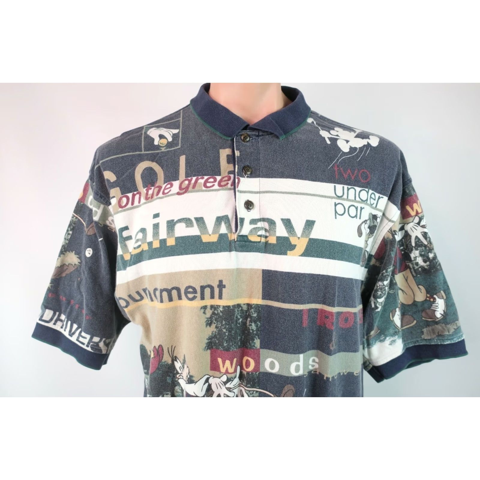 Disney VINTAGE Disney Mickey Mouse Donald Goofy All Over Print Polo Shirt XL Mens Golf Shirt Size US XL / EU 56 / 4 - 4 Thumbnail