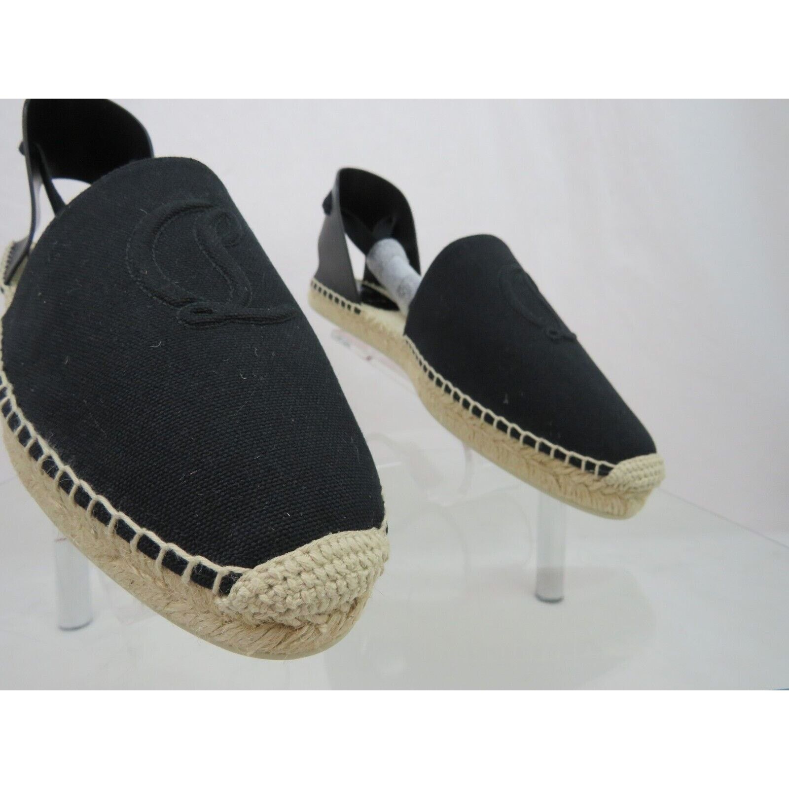 Christian Louboutin LOUBOUTIN NANOU BLACK LTH CANVAS CL LOGO LACE ESPADRILLES 40 Size US 10 / IT 40 - 9 Thumbnail