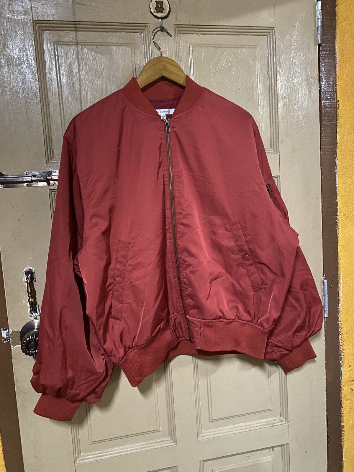 MOUSSY Moussy “Classics” Embroidered Red Bomber Jacket - Size Free Size US L / EU 52-54 / 3 - 4 Thumbnail