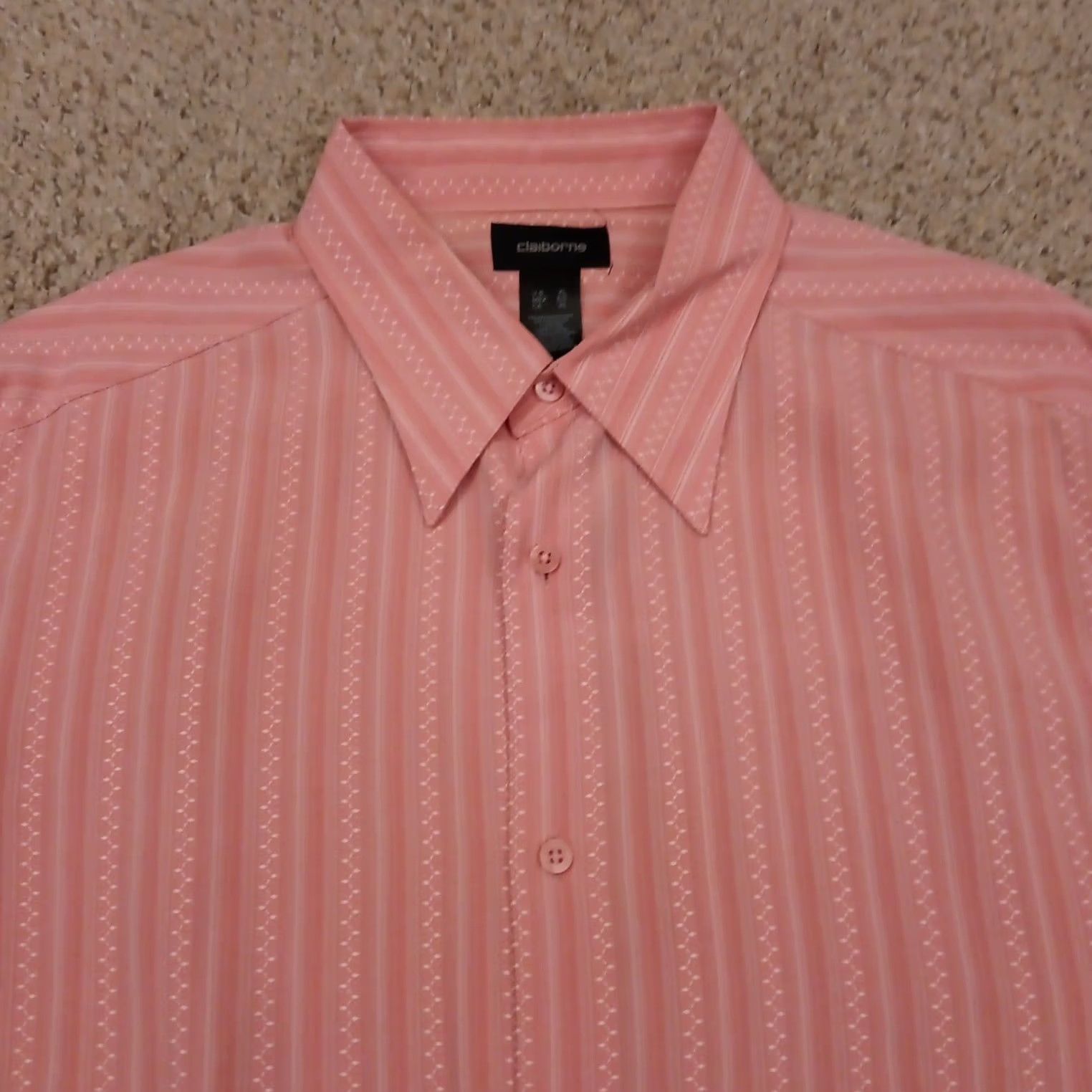 Liz Claiborne Claiborne Shirt Mens XL Pink Geometric Long Sleeve Button Up Polyester Blend Size US XL / EU 56 / 4 - 3 Thumbnail