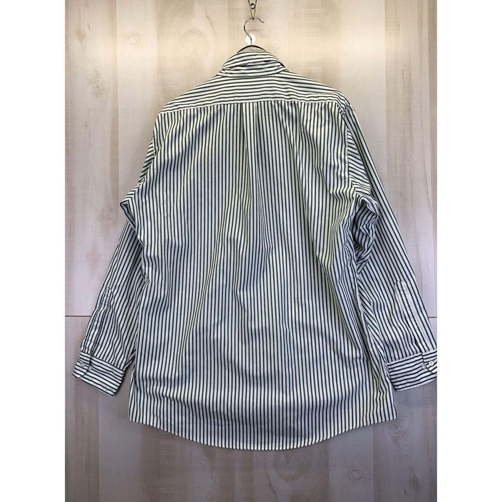 Vintage VINTAGE Quality Apparel John Deere Embroidered Green Stripe Mens Dress Shirt Shirt Mens L Green White Size 42R - 5 Thumbnail