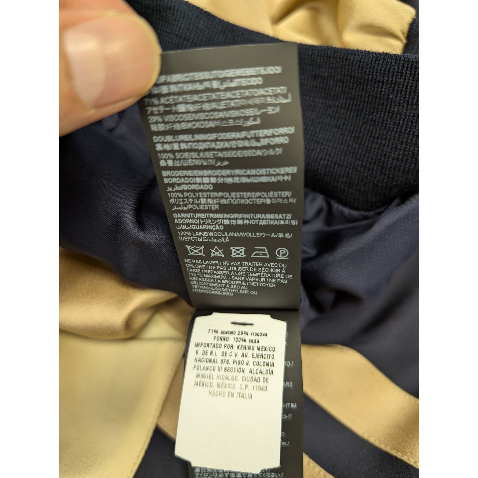 Saint Laurent Paris o1rshd1 Teddy Tricolore Satin Crepe Jacket in Beige Size US L / EU 52-54 / 3 - 16 Thumbnail