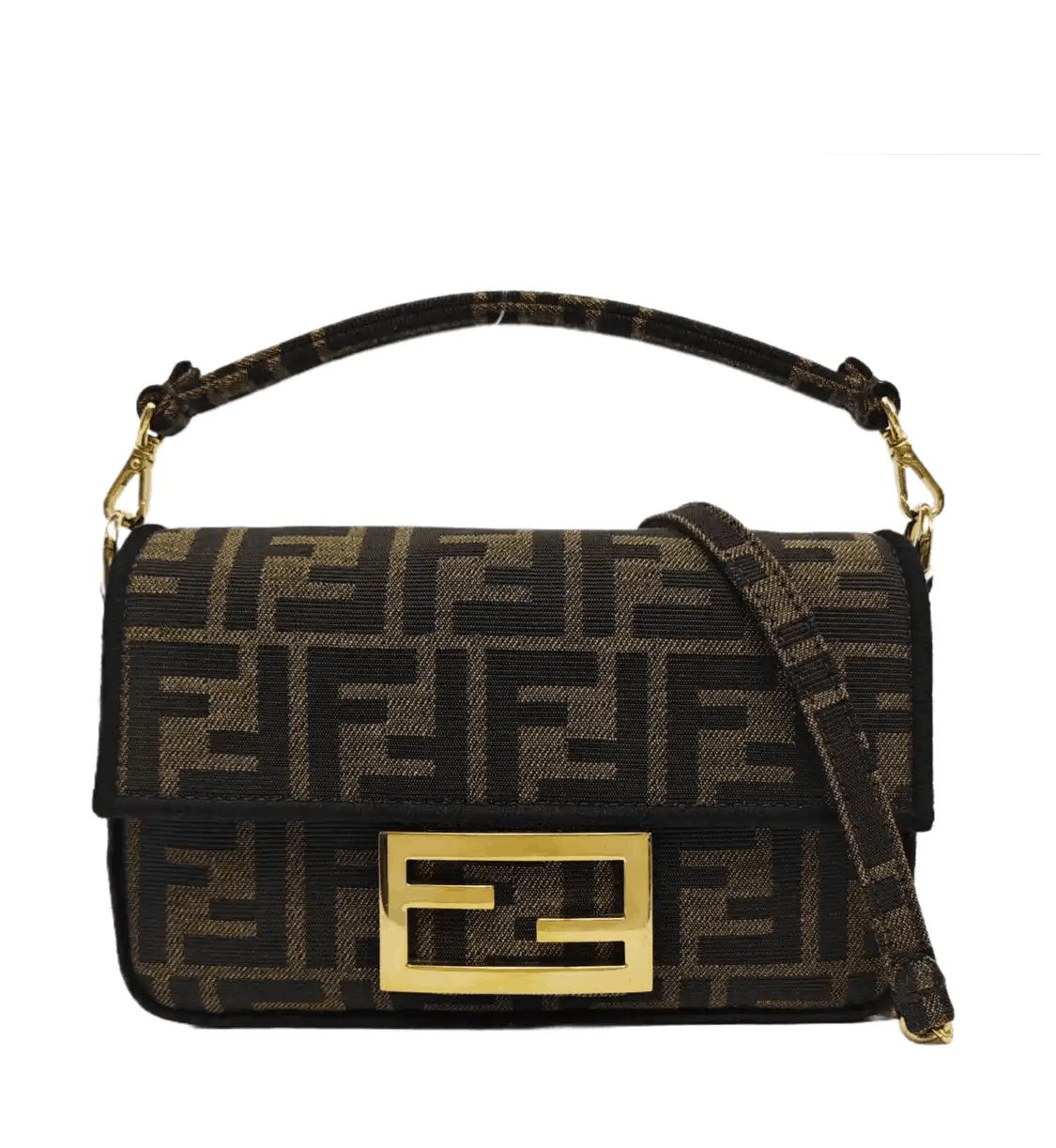 Fendi FENDI Baguette mini brown fabric doubleF jacquard baguette bag shoulder bag hand Size ONE SIZE - 1 Thumbnail