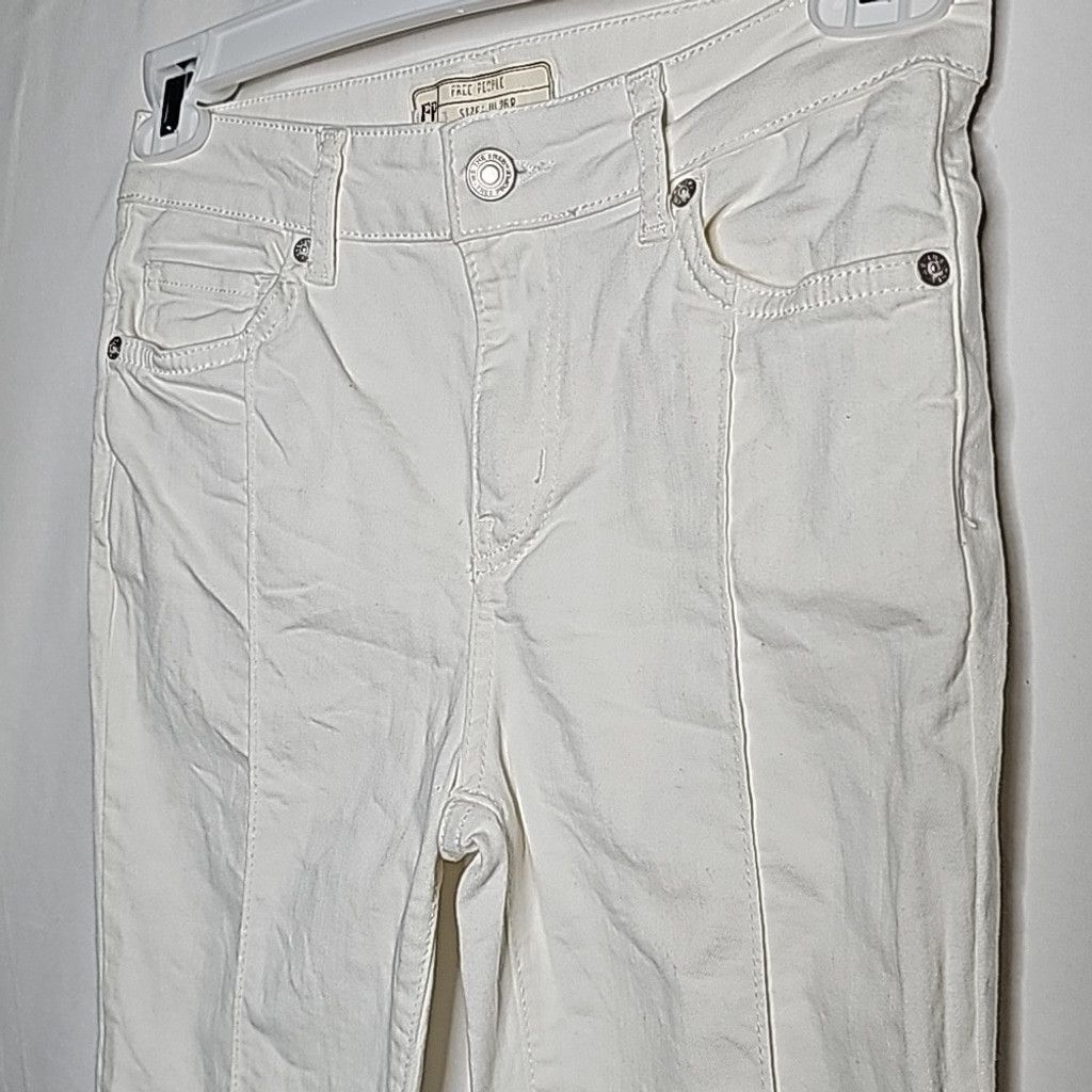 Free People Free People Del Wray white skinny raw hem ankle jeans sz 26 Size 26" / US 2 / IT 38 - 9 Thumbnail