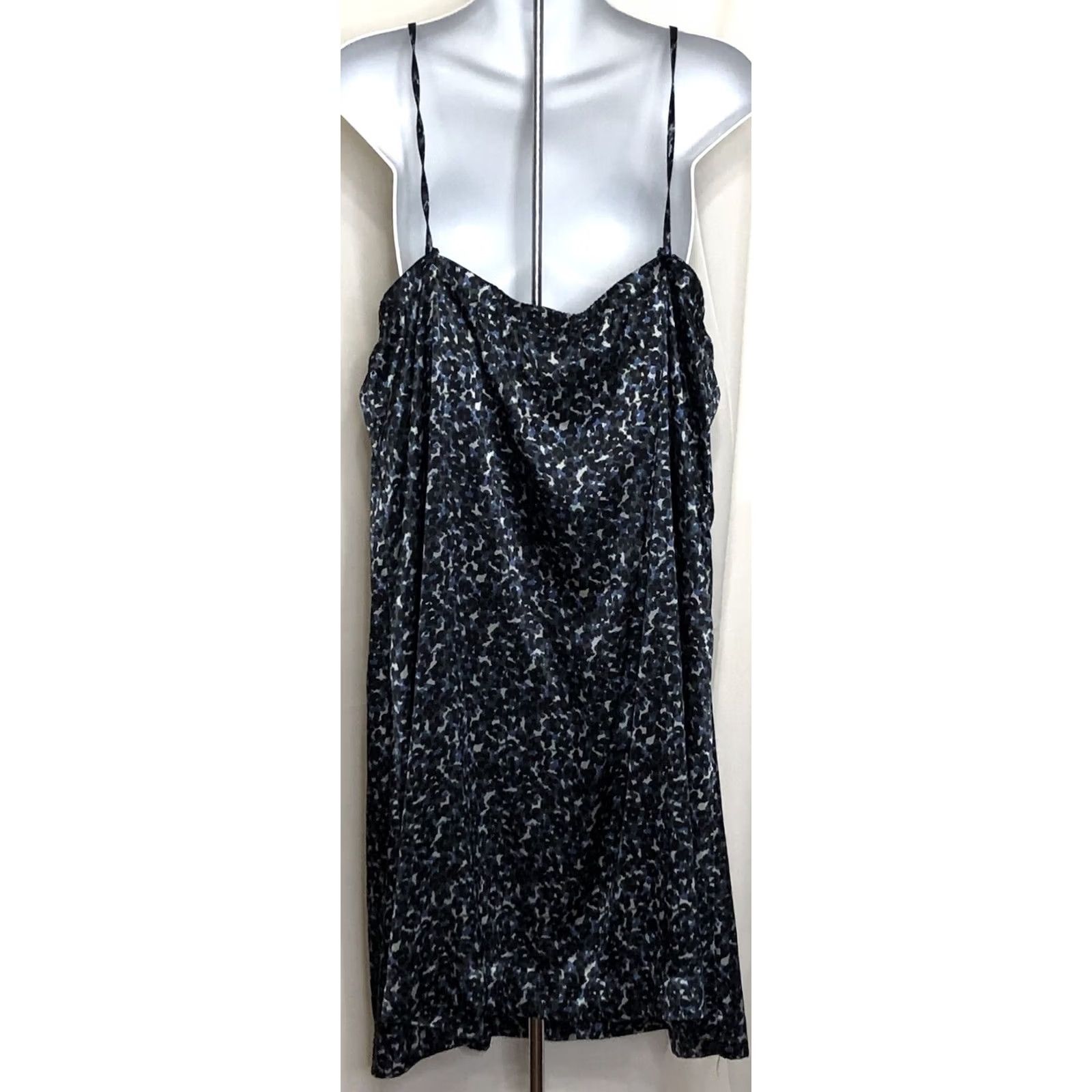 Vintage VINTAGE Ny & Co slip dress 12 Blk Blue Silky Satin knee Cami Lingerie Fairy Y2K Size XL / US 12-14 / IT 48-50 - 4 Thumbnail