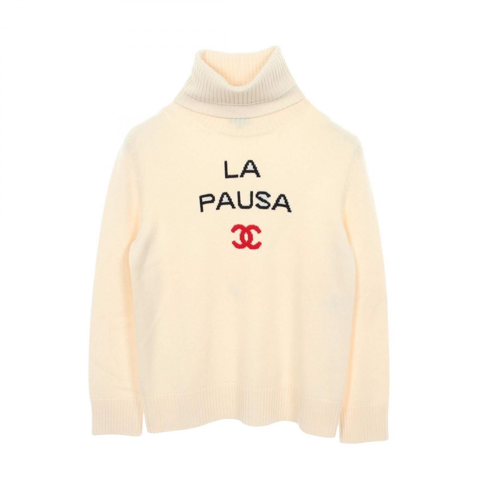 Chanel Chanel Chanel LA PAUSA Cashmere Knit Top Textile Tops P60454K46051 DUTY FREE for USA Size ONE SIZE - 1 Thumbnail