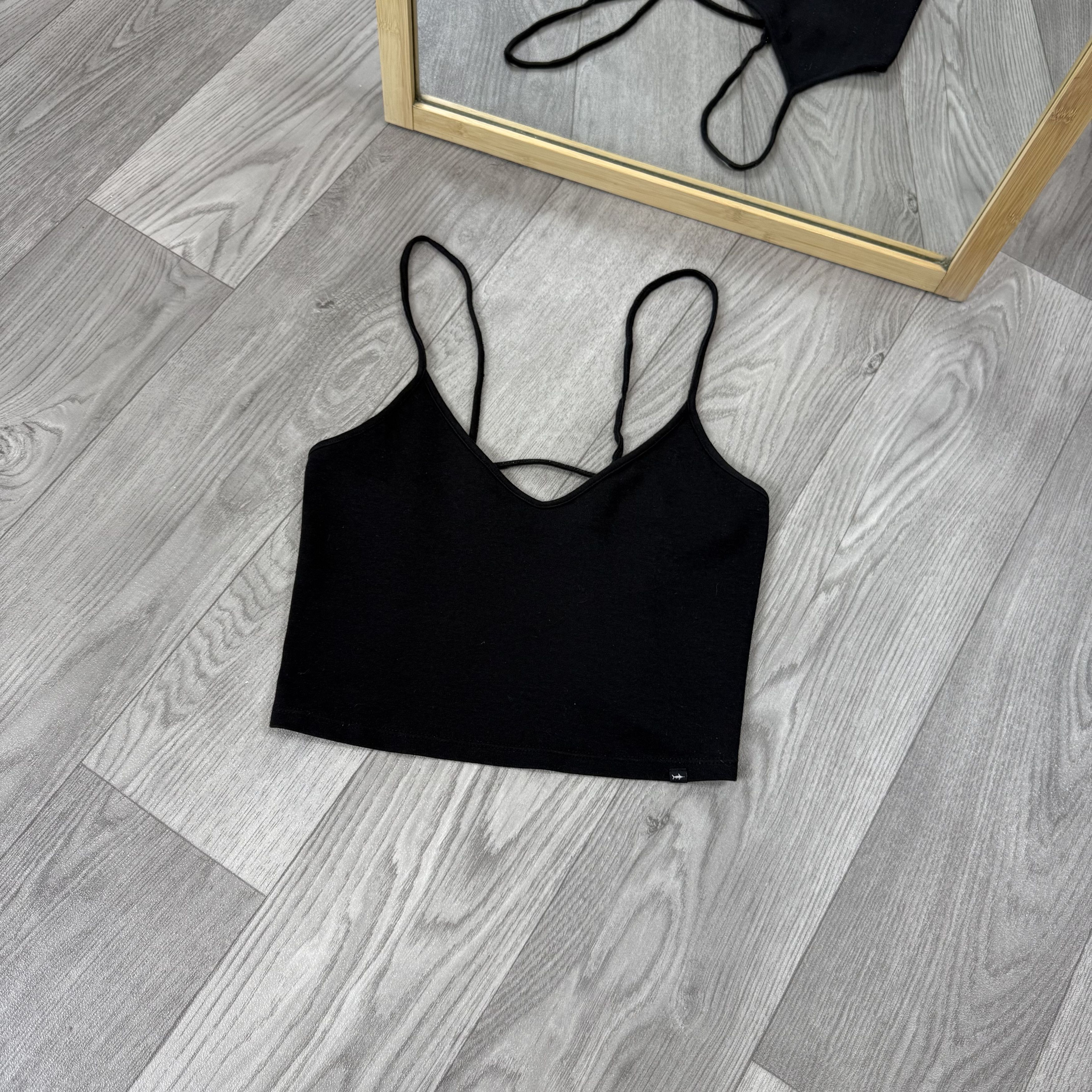 Vintage Vintage Crop Top Mesh Back 90s Black Tank Crop Top Shirt Size S / US 4 / IT 40 - 1 Thumbnail