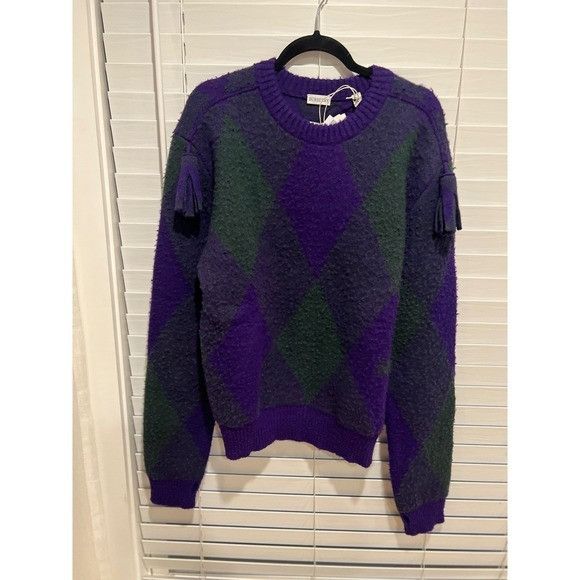 Burberry Burberry Wool Argyle Sweater Royal Pattern Tassel Knitwear M Size US XL / EU 56 / 4 - 3 Thumbnail